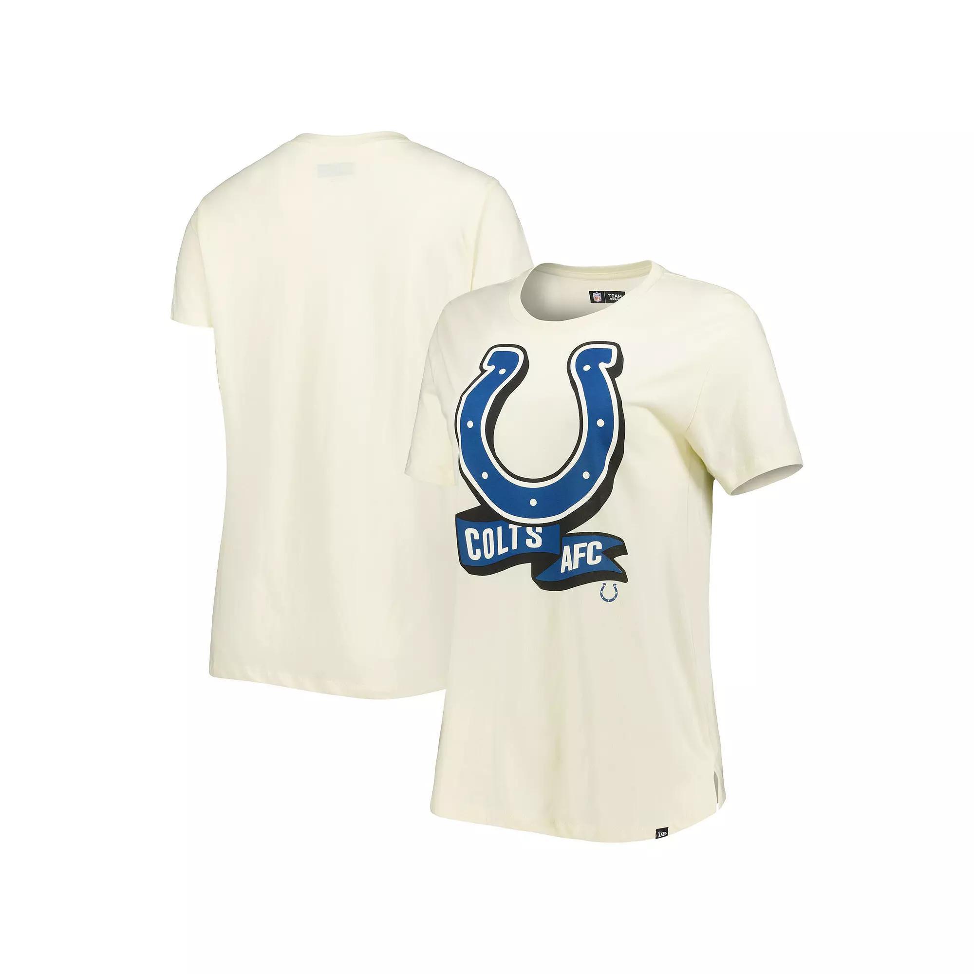 Women's New Era Cream Indianapolis Colts Chrome Sideline T-Shirt, Size: Medium, Beige Product Image