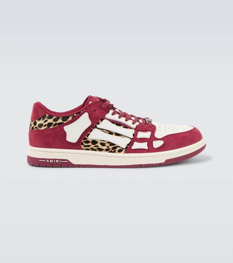 AMIRI Leopard Skel Top Low Leather Sneakers In Red Product Image