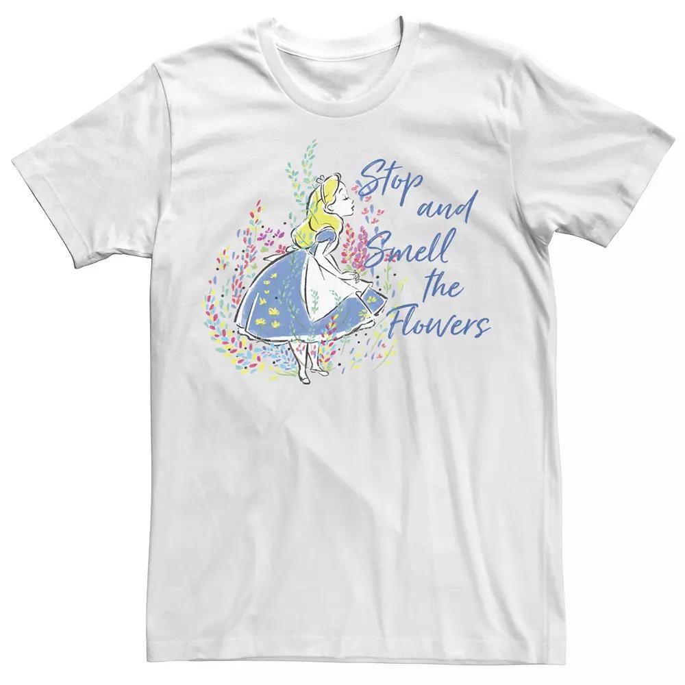Disney's Alice In Wonderland Men's Stop And Smell The Flowers Tee, Size: Medium, White Product Image