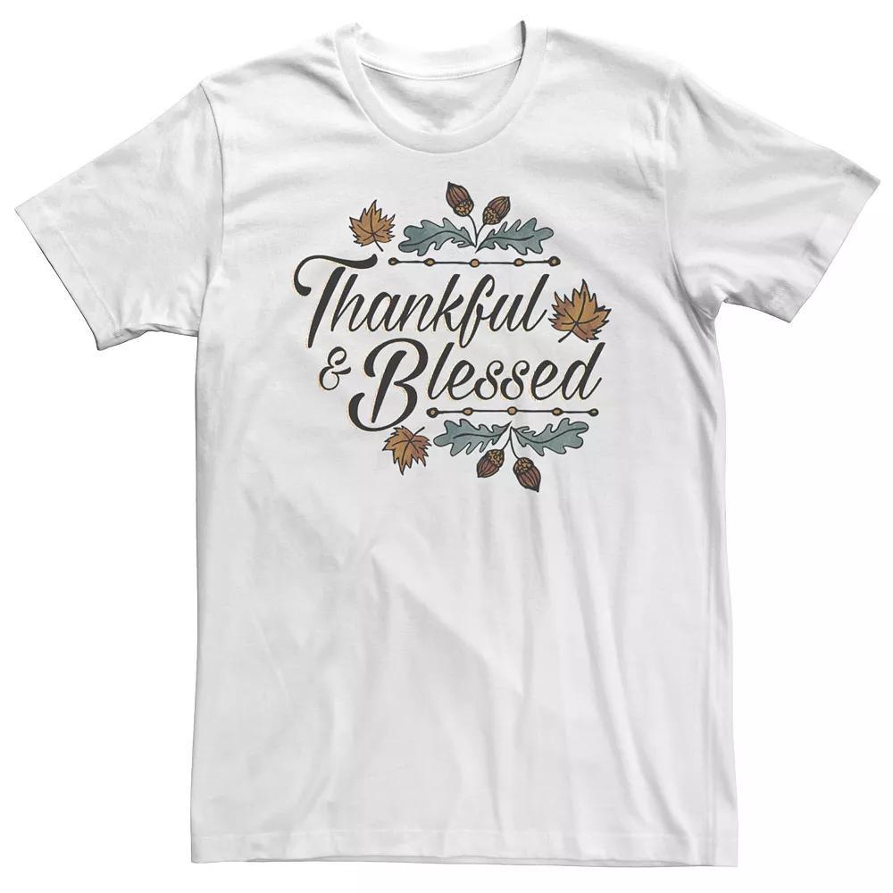 Big & Tall "Thankful & Blessed" Autumn Design Tee, Men's, Size: Large Tall, White Product Image