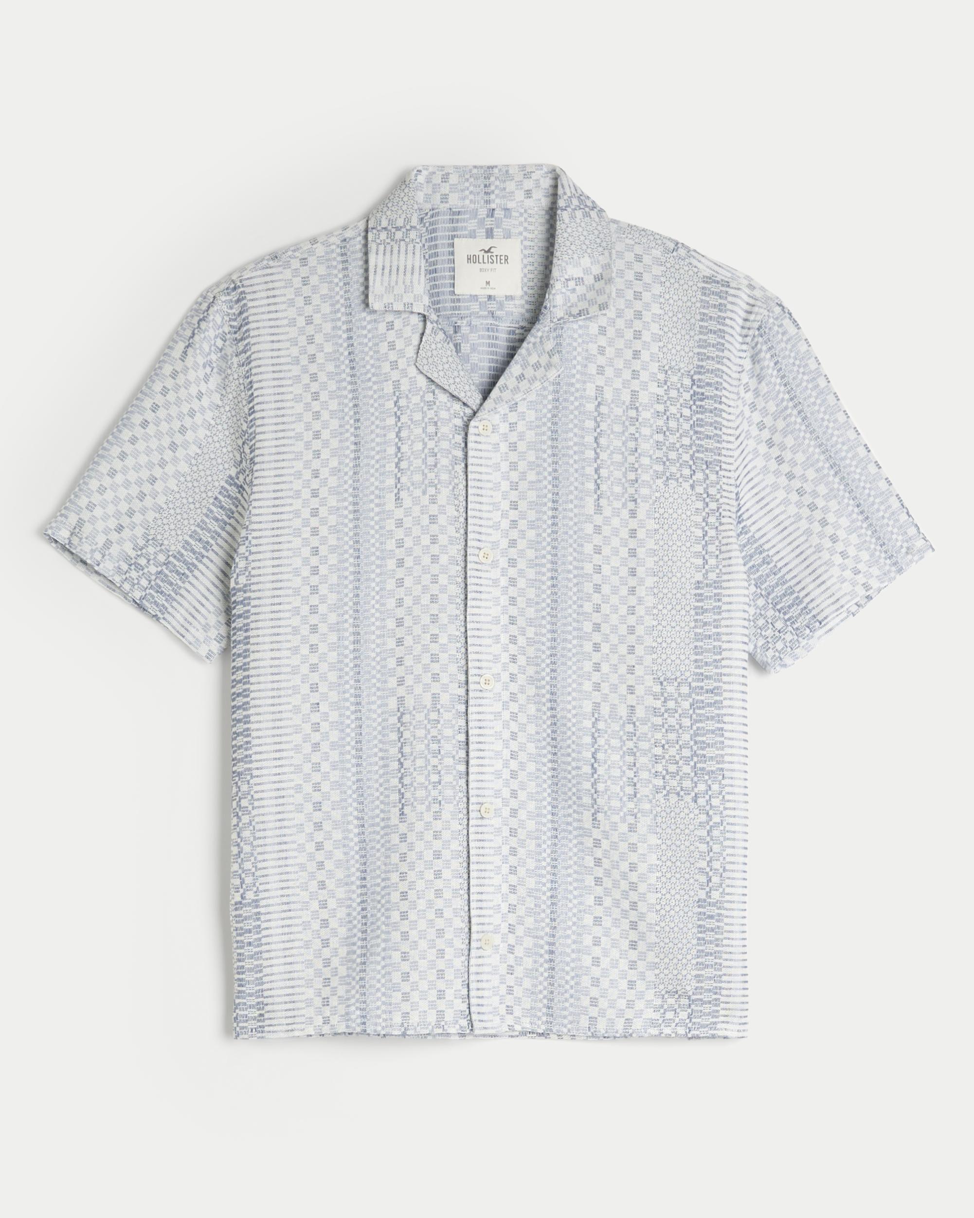 Boxy Short-Sleeve Textured Shirt Product Image