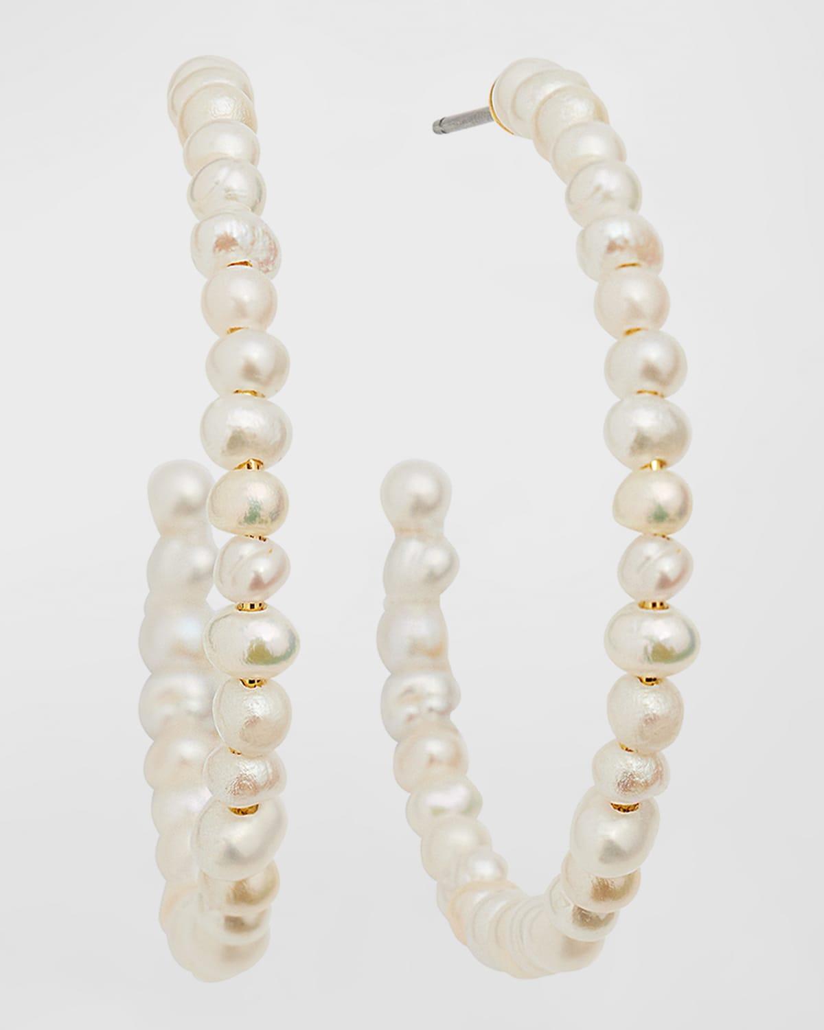 Lele Sadoughi Freshwater Pearl Medium Hoops Pearl One Size Product Image