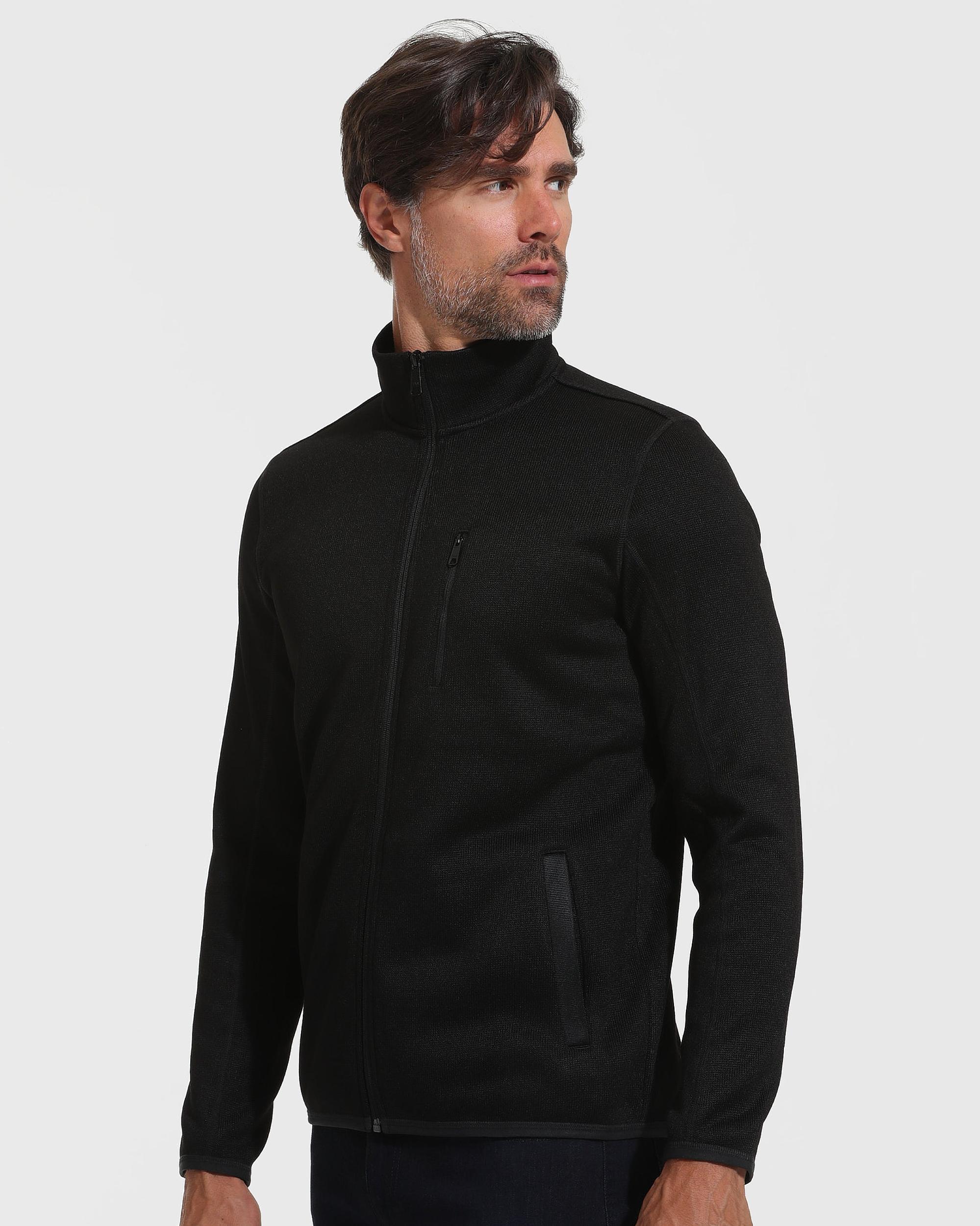 Black Sweater Fleece Jacket Product Image