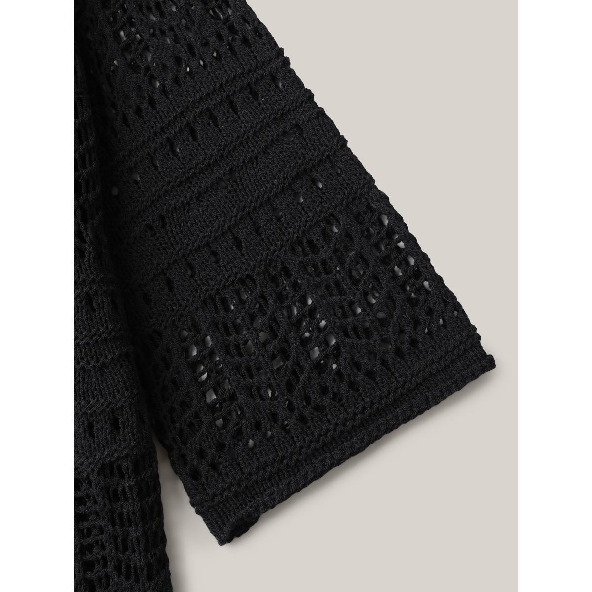 Plus Size Cut-Out Open Front Swim Cover-Up Women's Swimwear Black Resort Loose Cut-Out Curve Swim Cover Ups BloomChic 30/6X Product Image