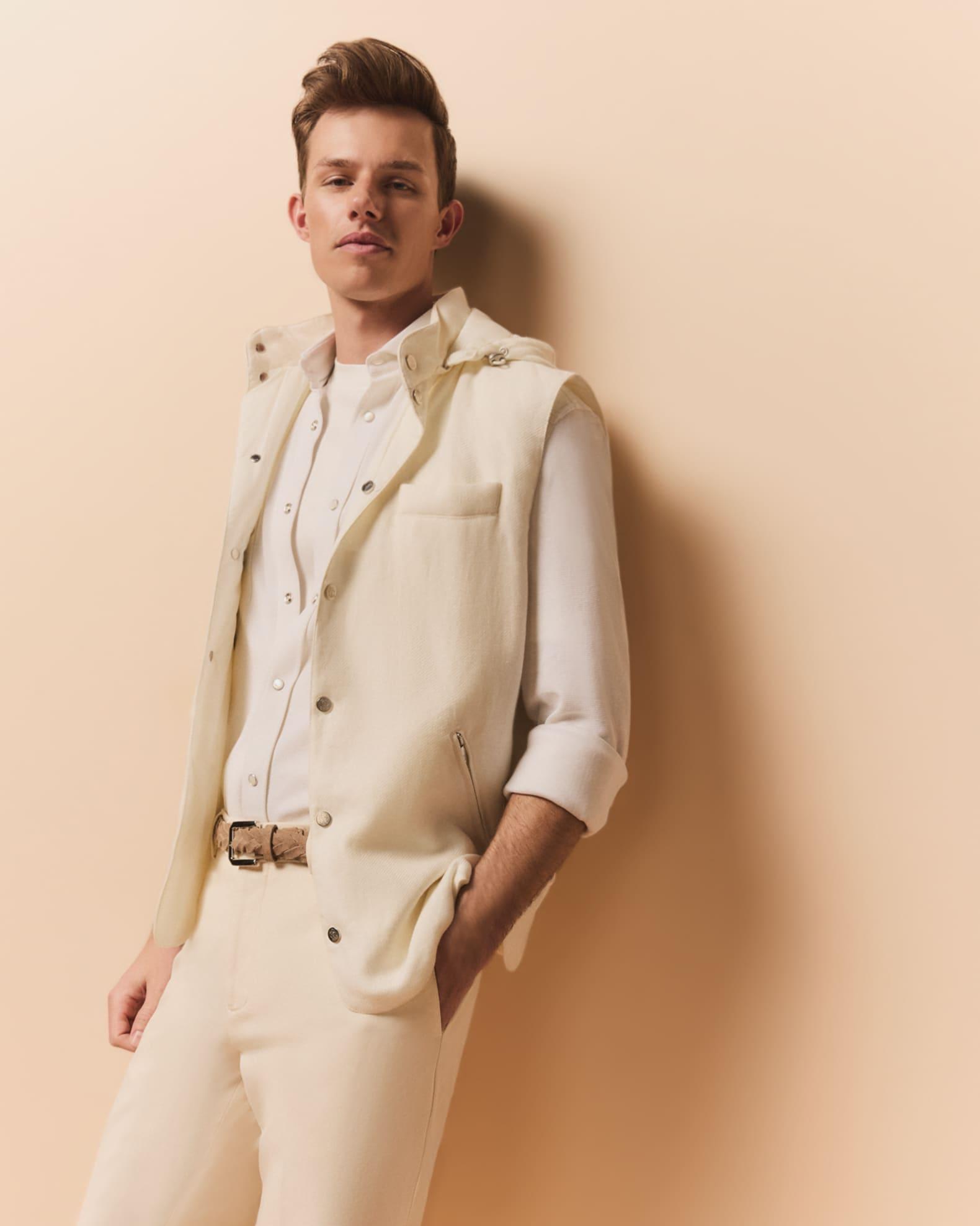 Men's Water-Resistant Snap-Front Vest with Removable Hood Product Image