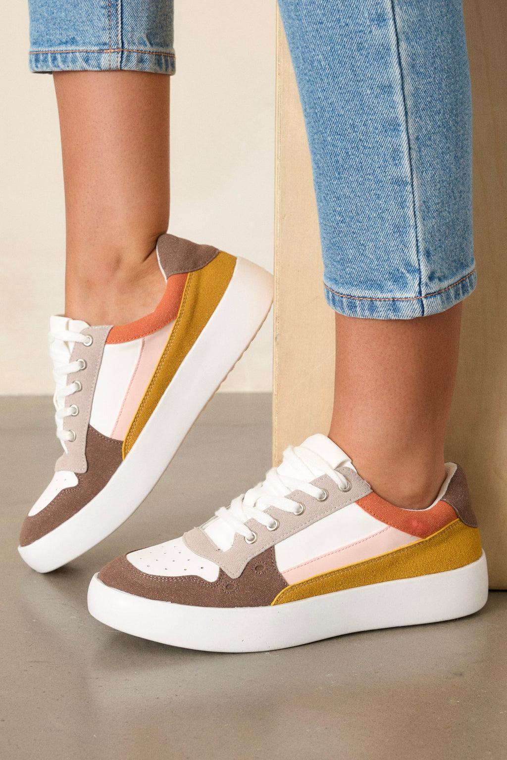 Perfect Pace Taupe Multi Platform Sneakers Product Image