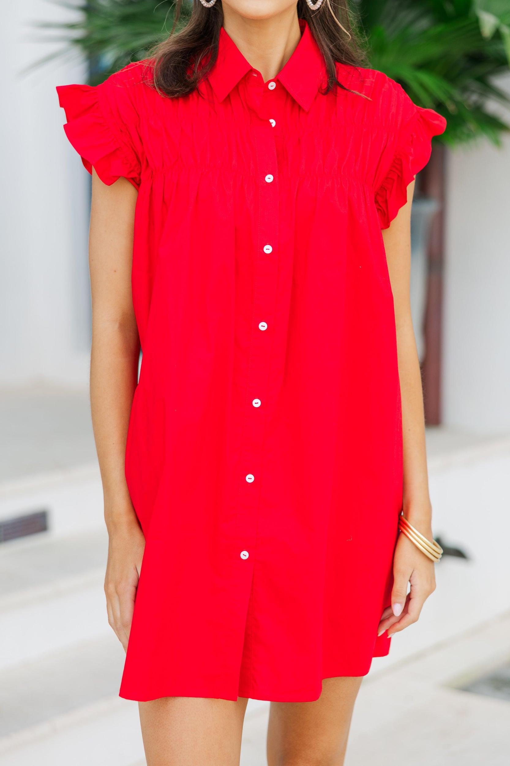 On The Way Red Shift Dress Female Product Image