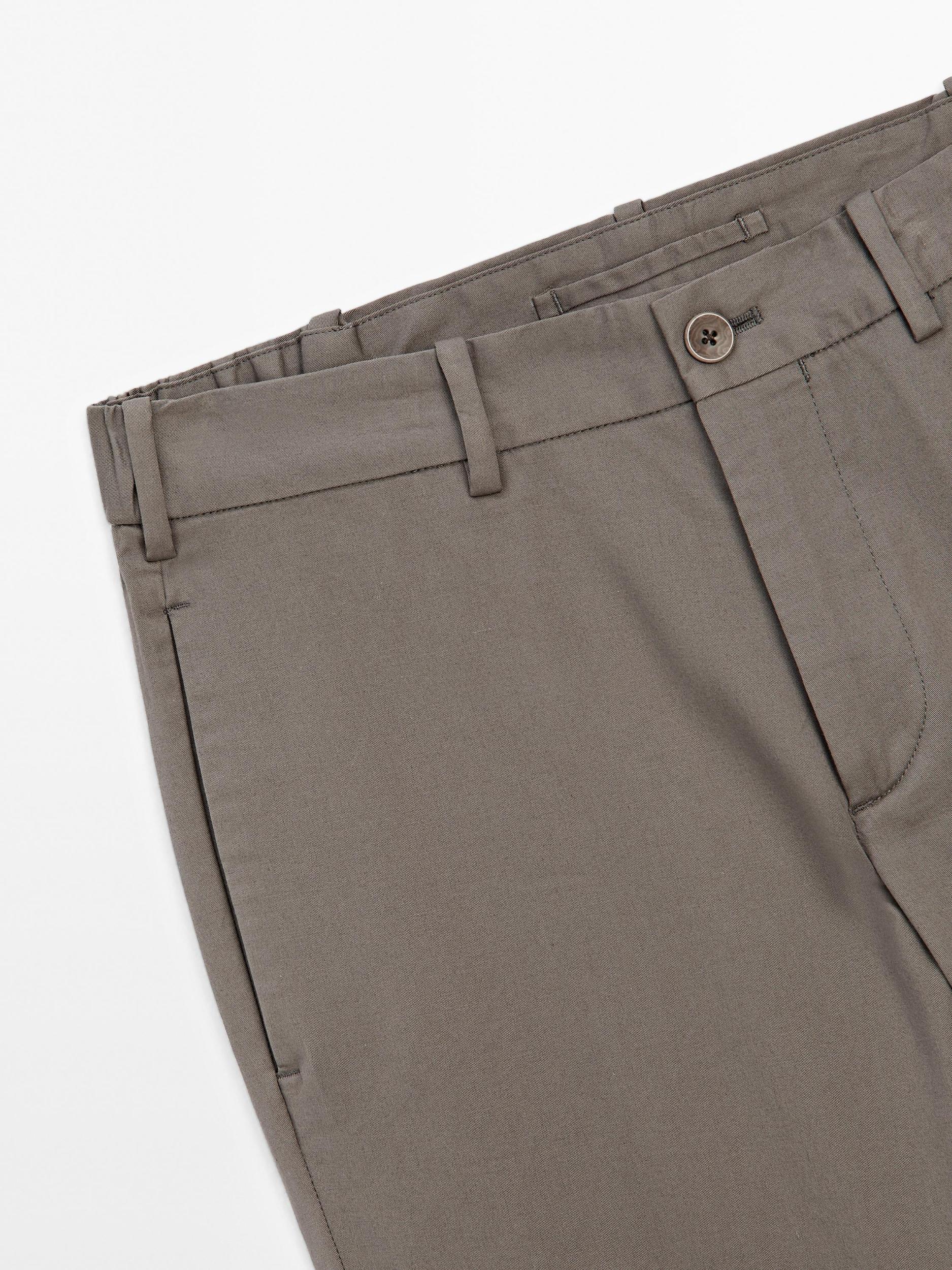 Cotton blend slim fit trousers Product Image