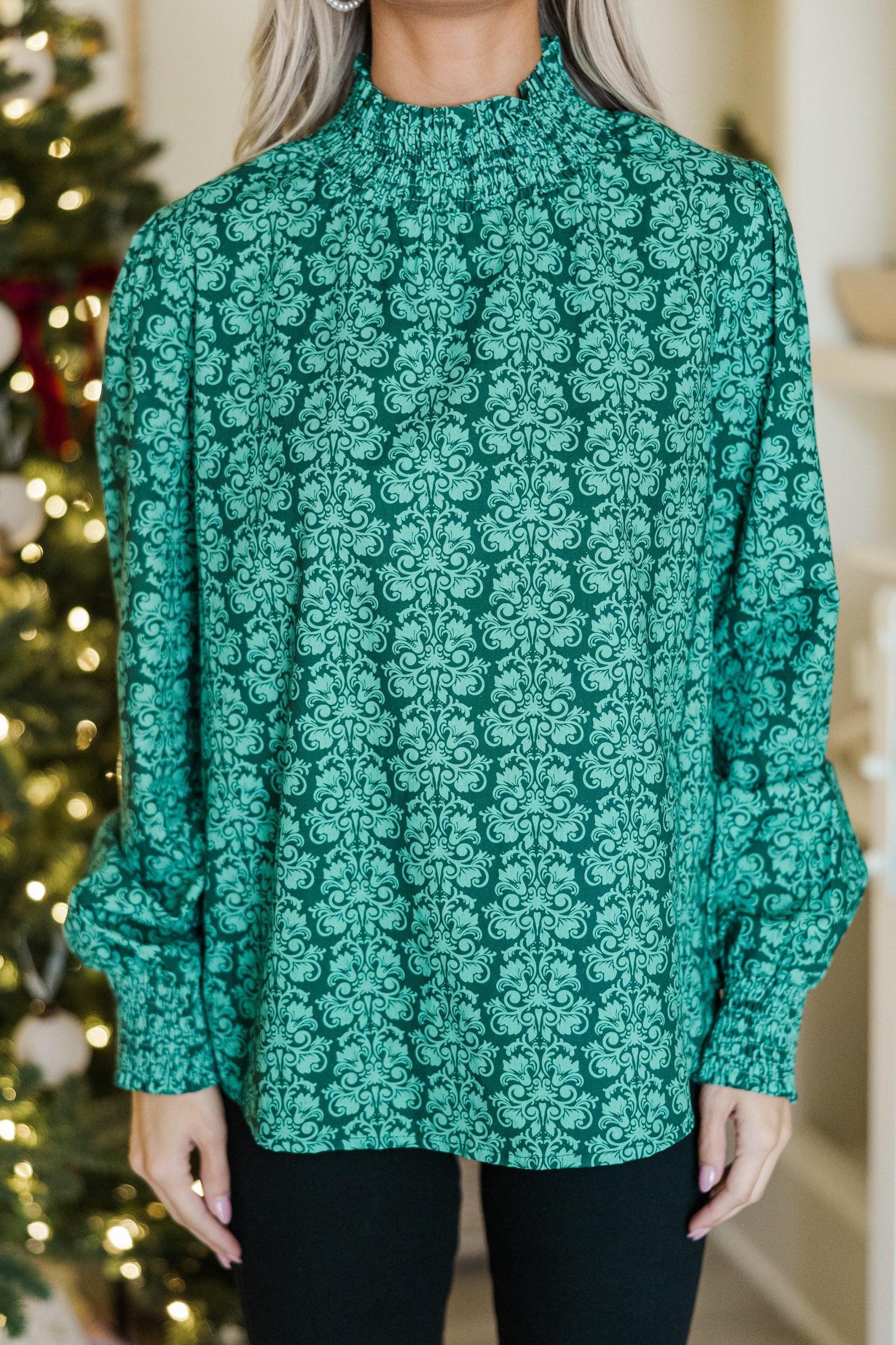 All I Need Emerald Damask Print Blouse Female Product Image