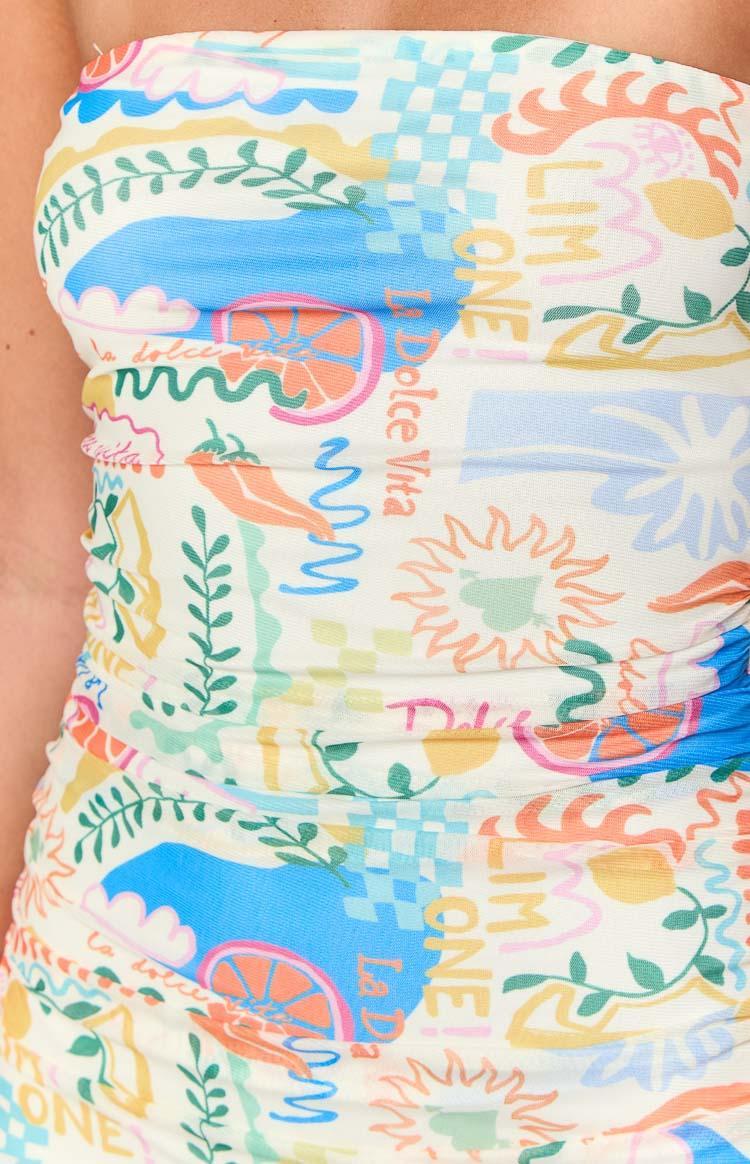 Nadi Dolce Print Gathered Strapless Mini Dress Product Image
