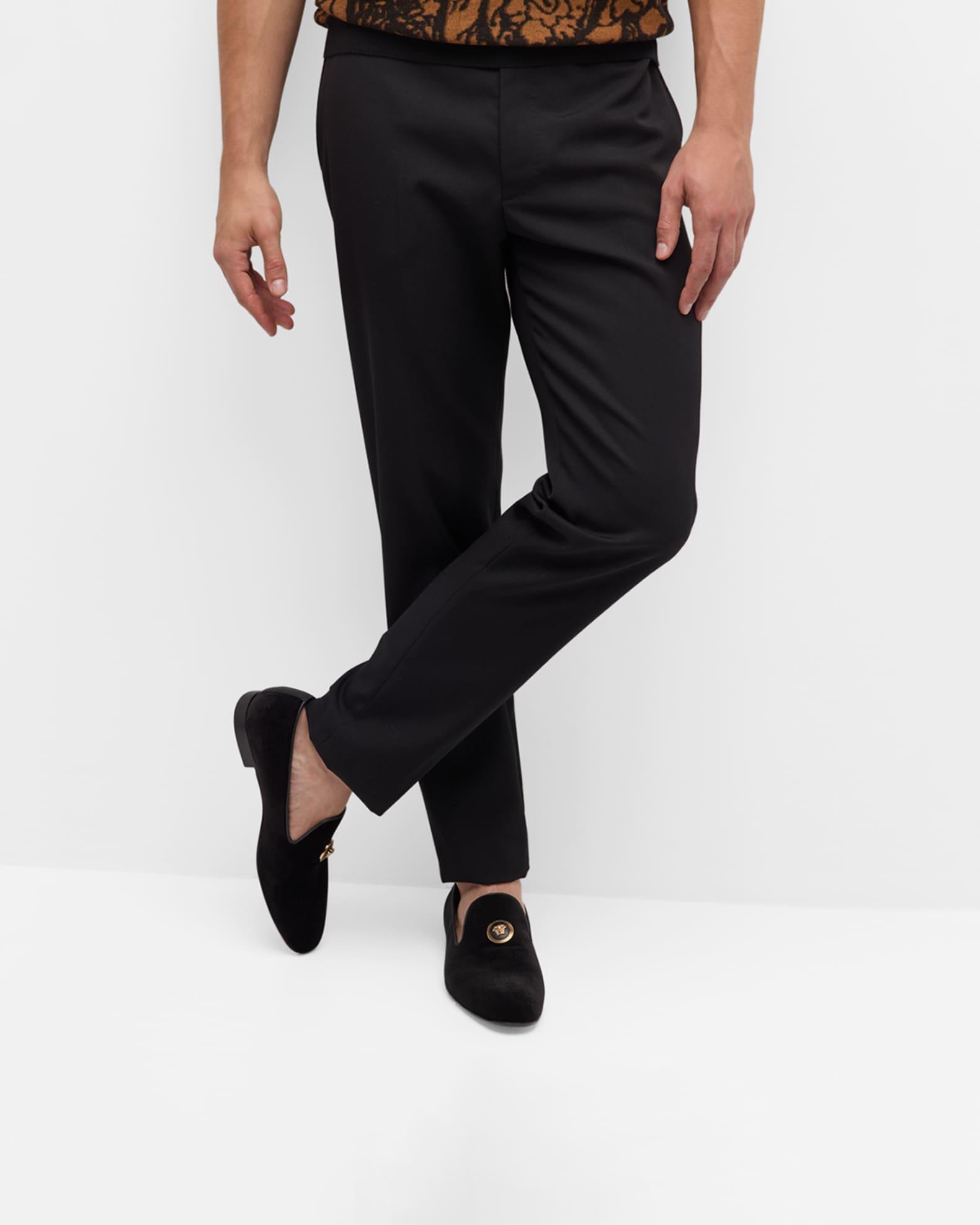 Men's Medusa Ornament Suede Smoking Slippers Product Image