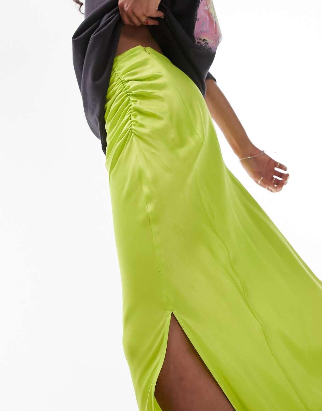 Topshop ruched side maxi skirt Product Image