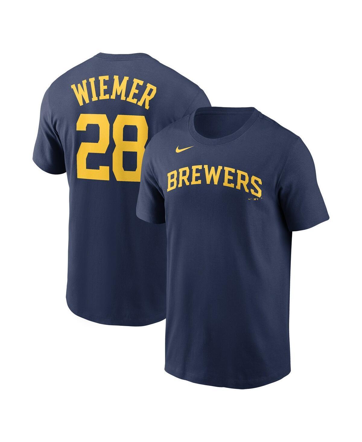 Mens Nike Joey Wiemer Milwaukee Brewers Name & Number T-Shirt Blue Product Image