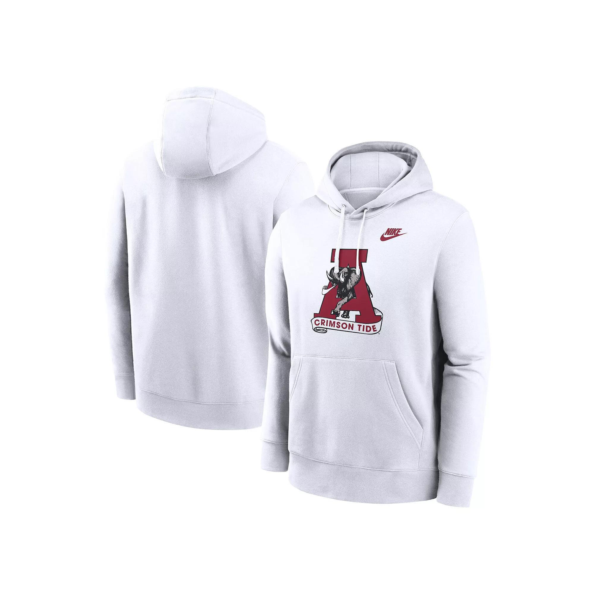 Men's Nike White Alabama Crimson Tide Legacy Logo Club Fleece Pullover Hoodie,  Product Image