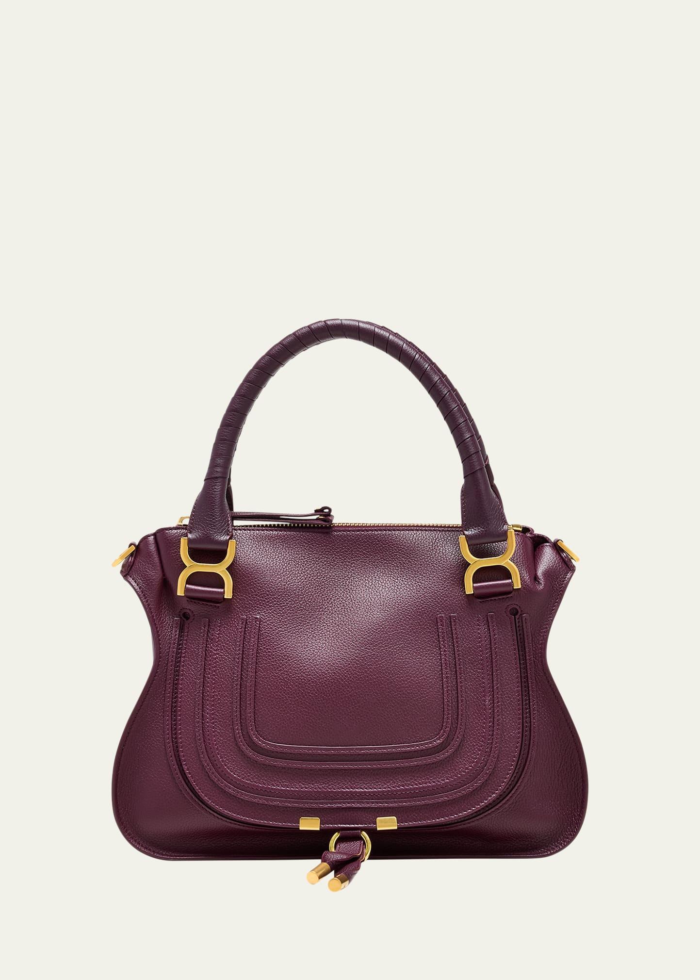 Marcie Medium Double Carry Satchel Bag in Grained Leather Product Image