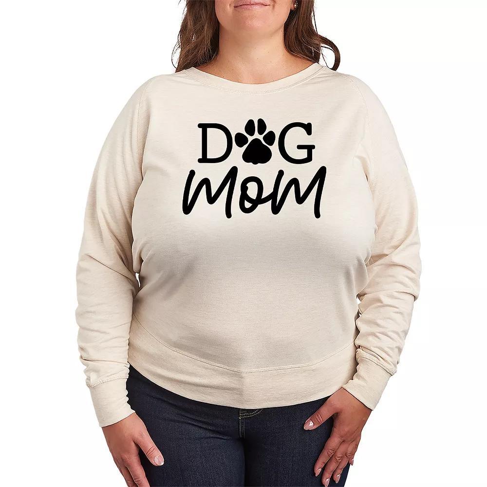 Plus Size Dog Mom French Terry Long Sleeve Tee, Women's, Size: 1XL, Beige Product Image