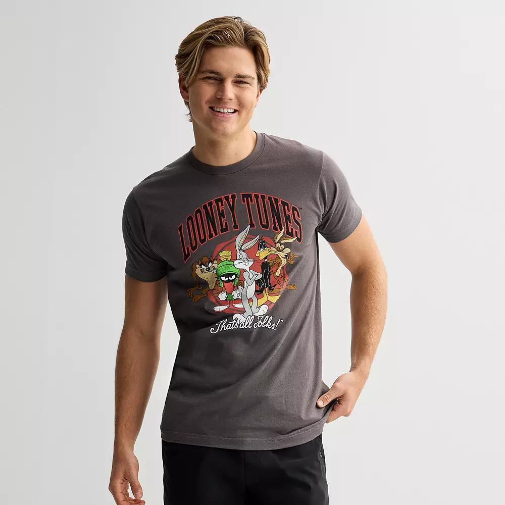 Men's Looney Tunes Ground Collegiate Graphic Tee, Size: XXL, Grey Product Image