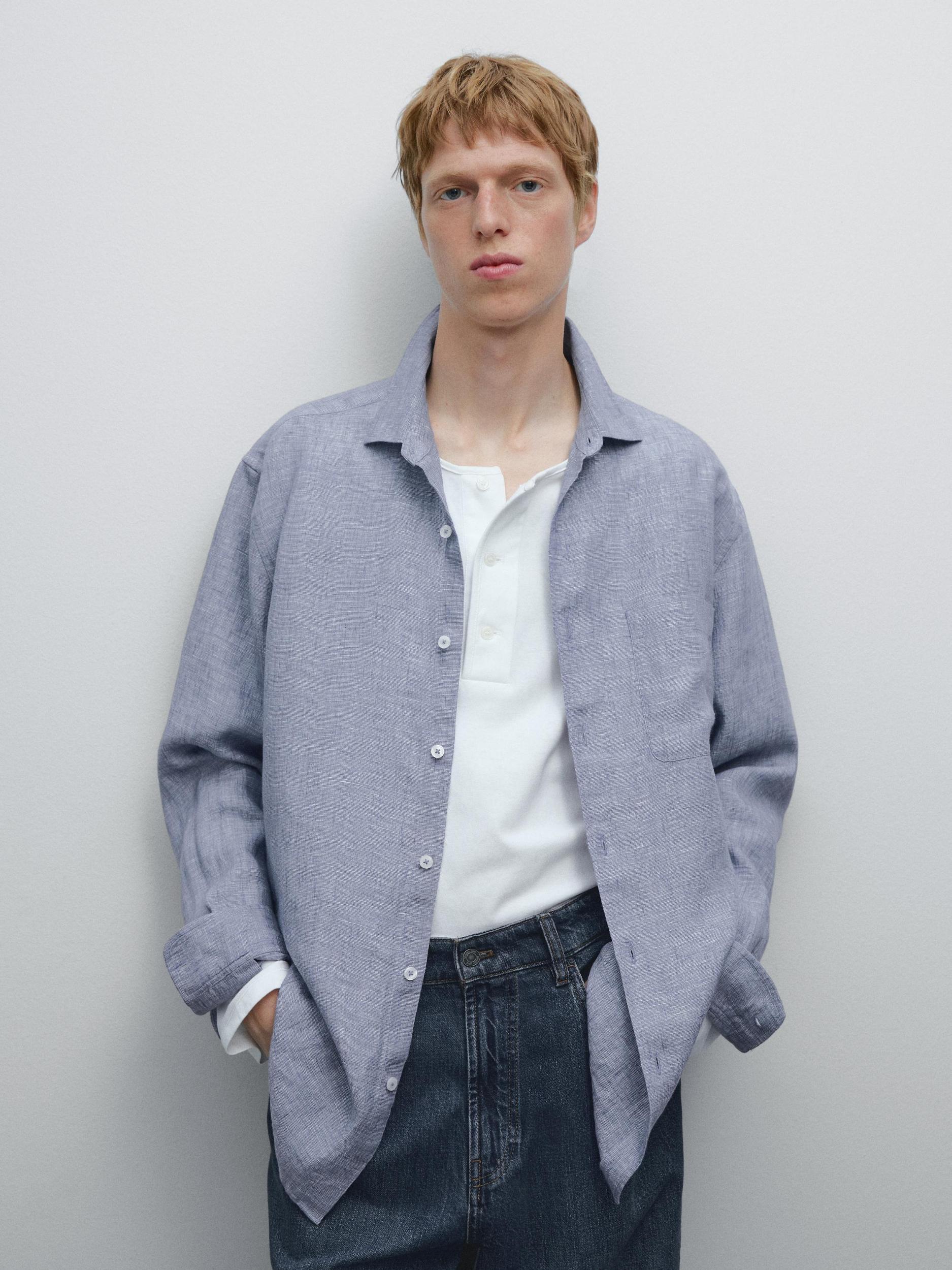 100% linen regular fit shirt Product Image