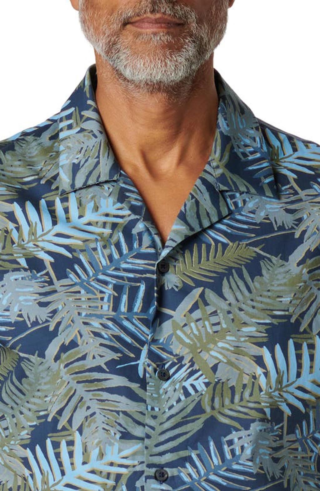 BUGATCHI Orson Frond Print Shaped Fit Camp Shirt In Navy Product Image