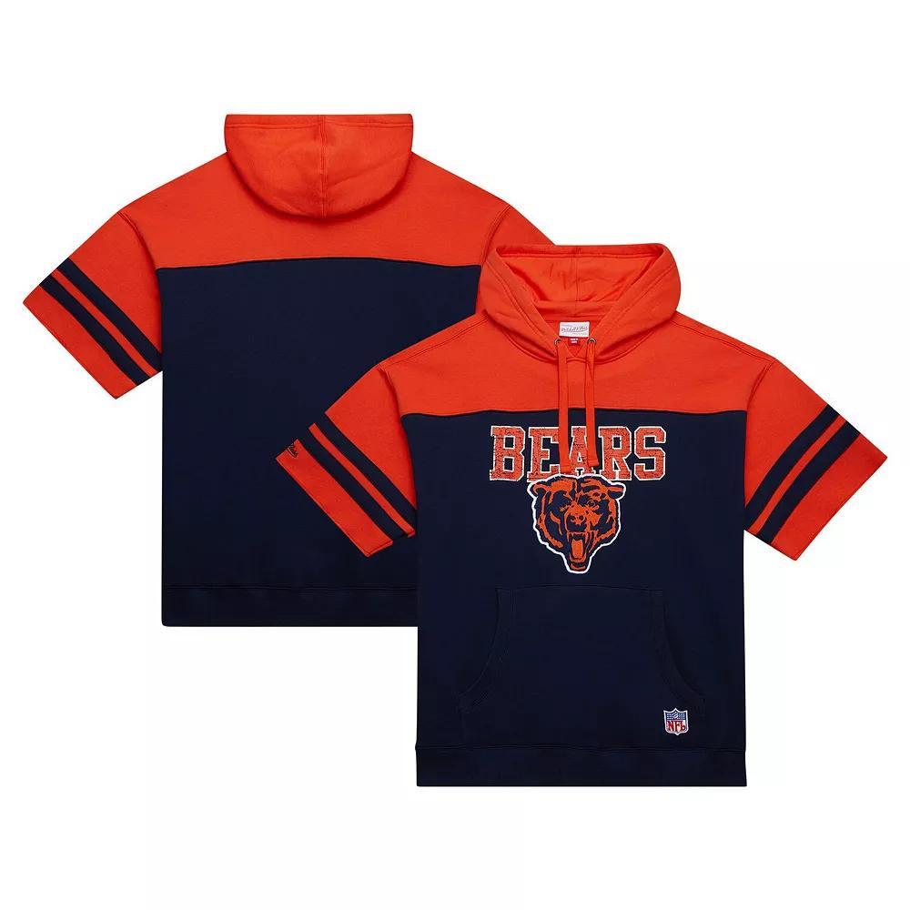 Men's Mitchell & Ness Navy Chicago Bears  Off Field Vintage Logo Short Sleeve Pullover Hoodie, Size: Medium, Blue Product Image