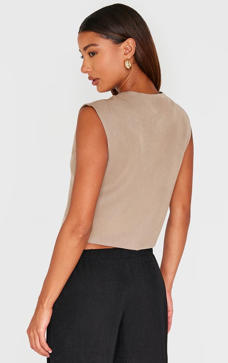  Taupe Asymmetric Boxy Vest Product Image