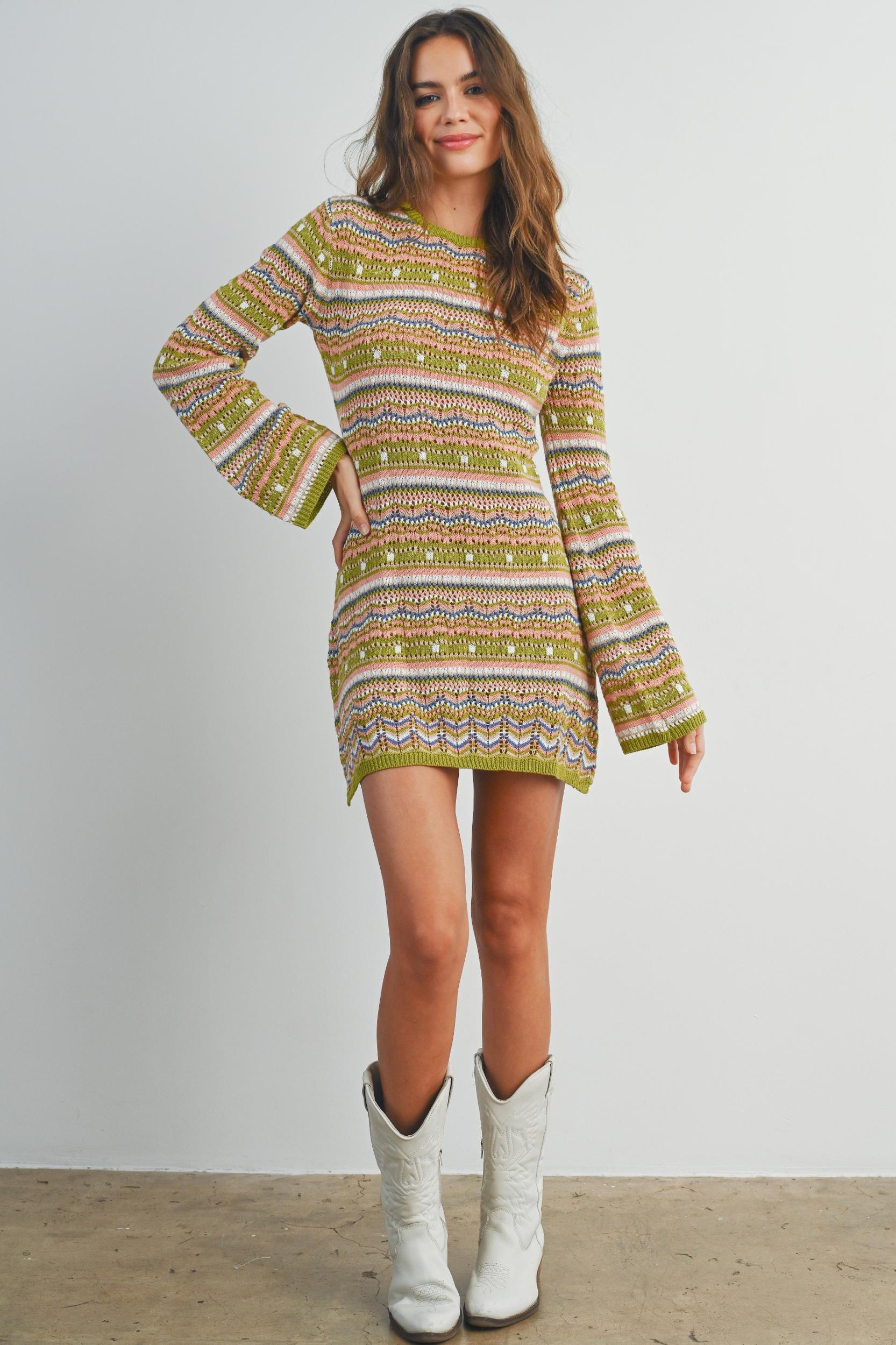 Multicolored Crochet Dress Product Image