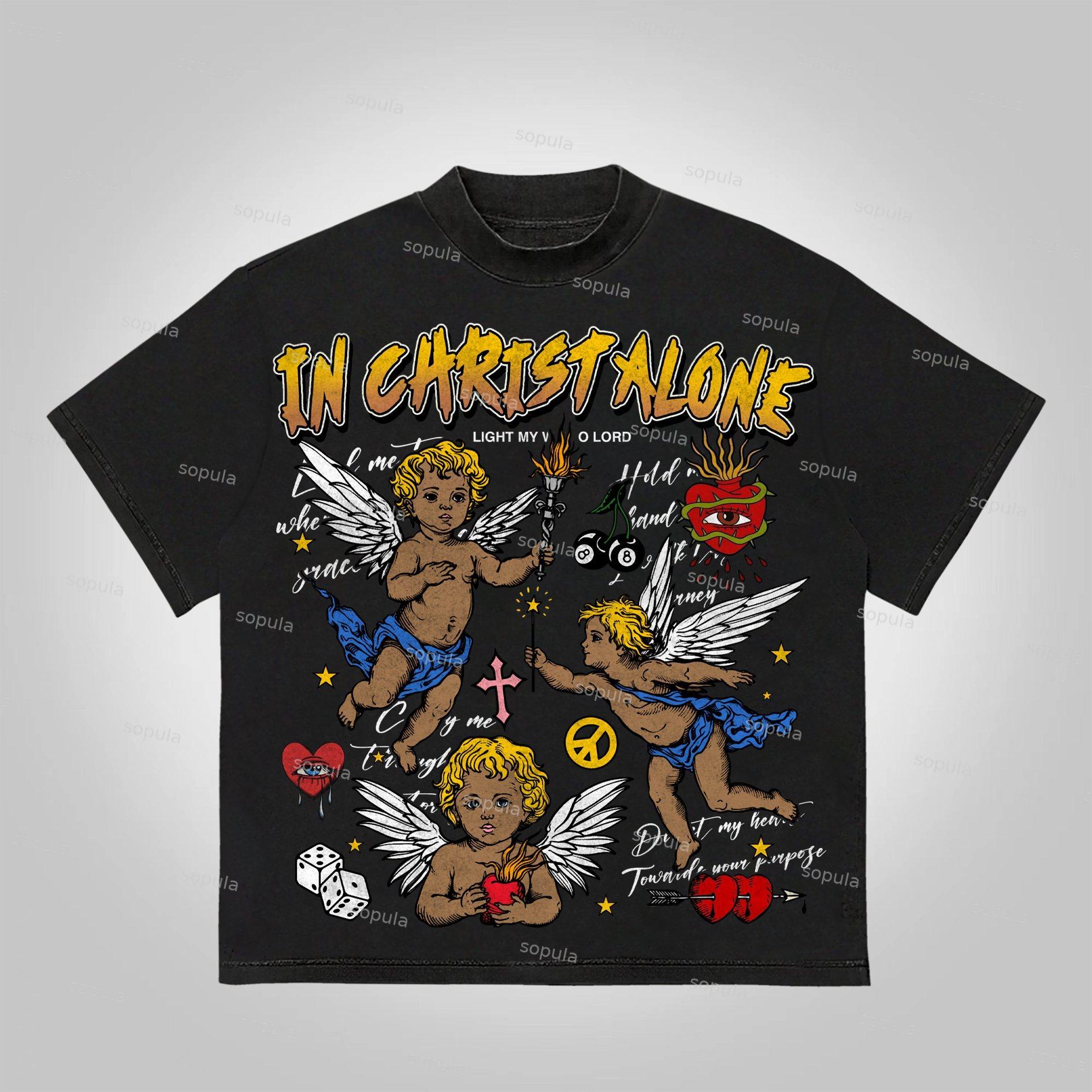 Sopula In Christ Alone Collage Printed Graphics Cotton T-Shirt Product Image