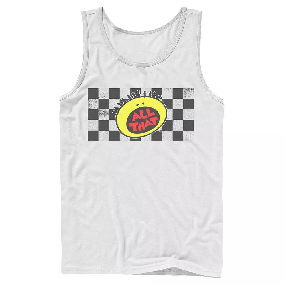Men's Nickelodeon All That Checkered Logo Panel Graphic Tank Top, Size: Large, White Product Image