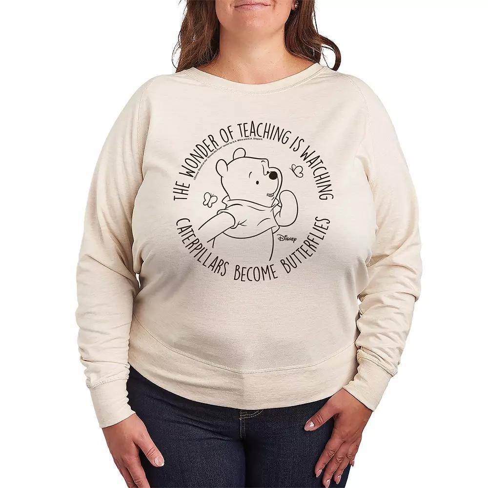 Disney's Winnie The Pooh Teaching French Terry Long Sleeve Tee, Women's, Size: 3XL, Beige Product Image