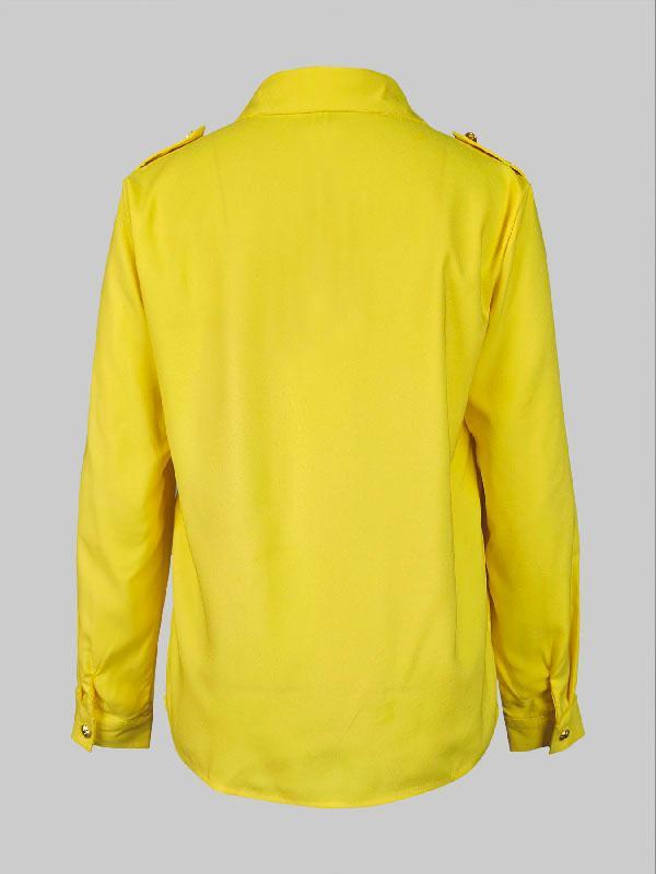 Long Sleeves Loose Asymmetric Buttoned Lapel Blouses&Shirts Tops Product Image