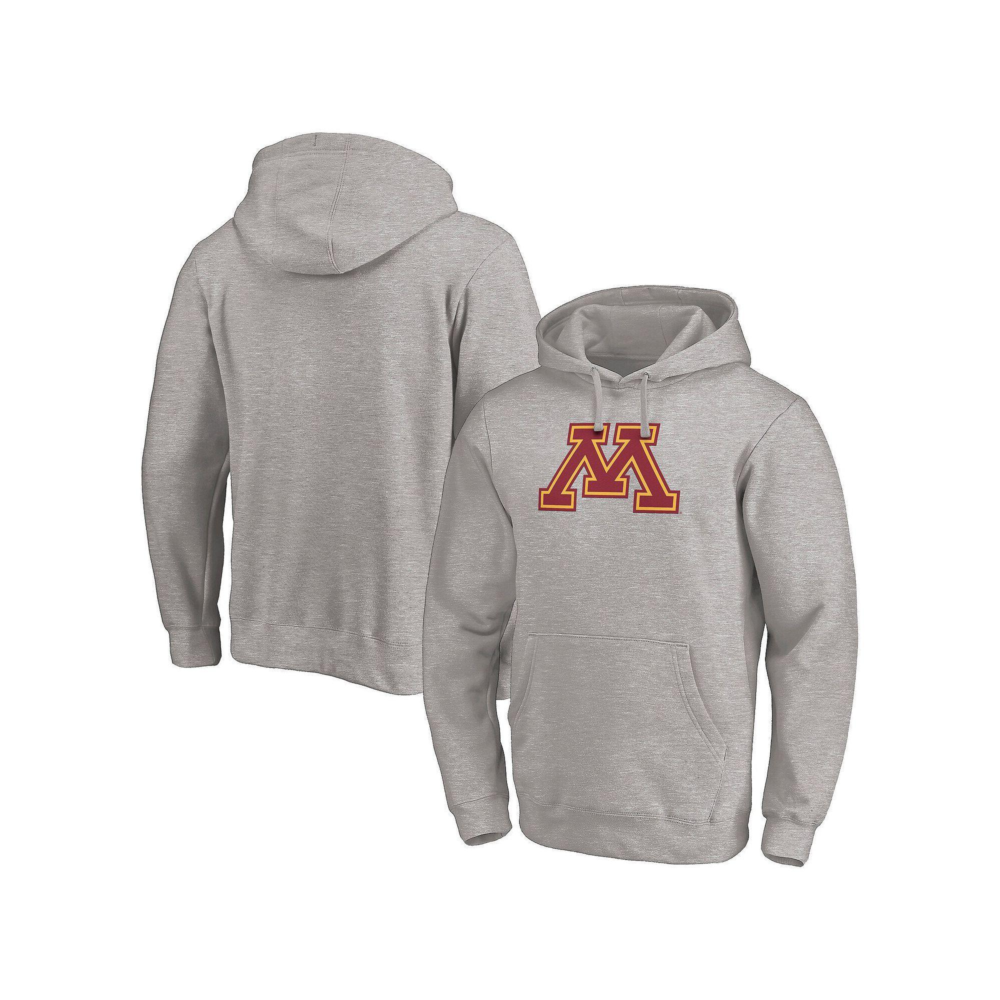 Men's Fanatics Heather Gray Minnesota Golden Gophers Primary Logo Pullover Hoodie, Size: XL, Grey Product Image