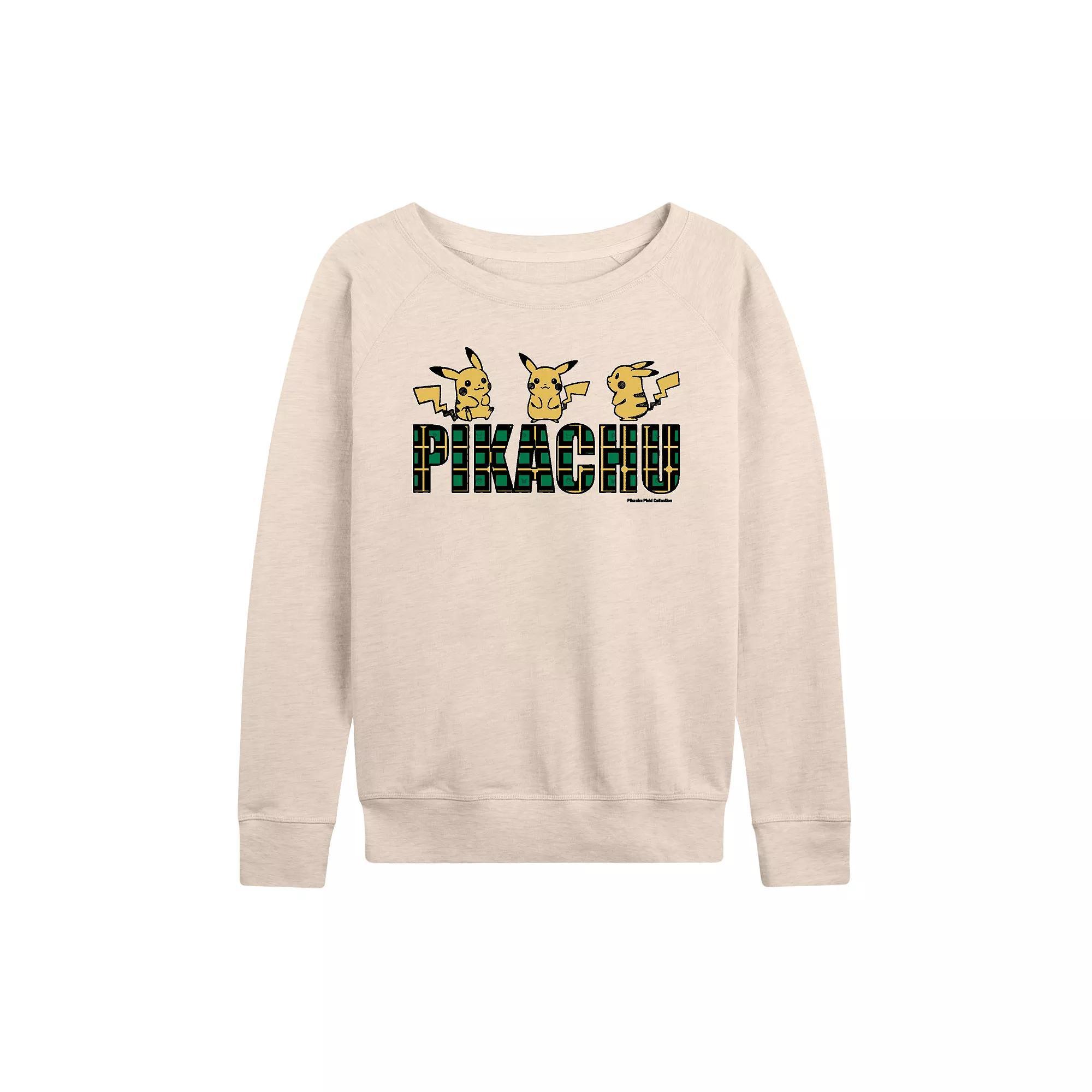 Women's Pokemon Plaid Pikachu French Terry Long Sleeve Tee,  Product Image