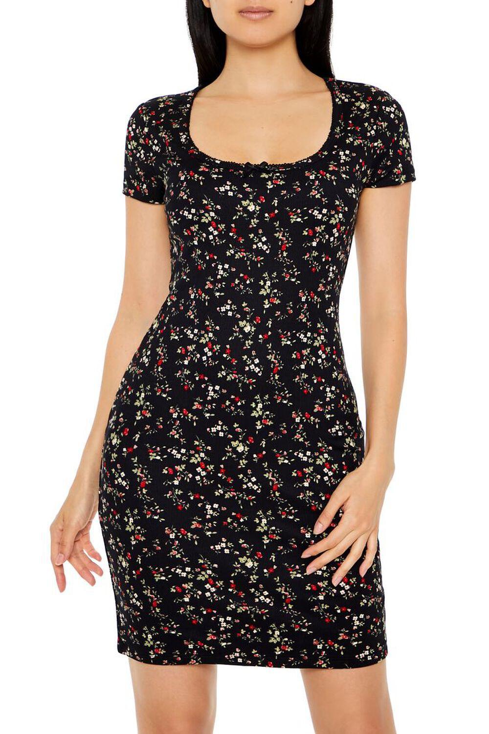 Ditsy Floral Bow Mini Dress | Forever 21 Product Image