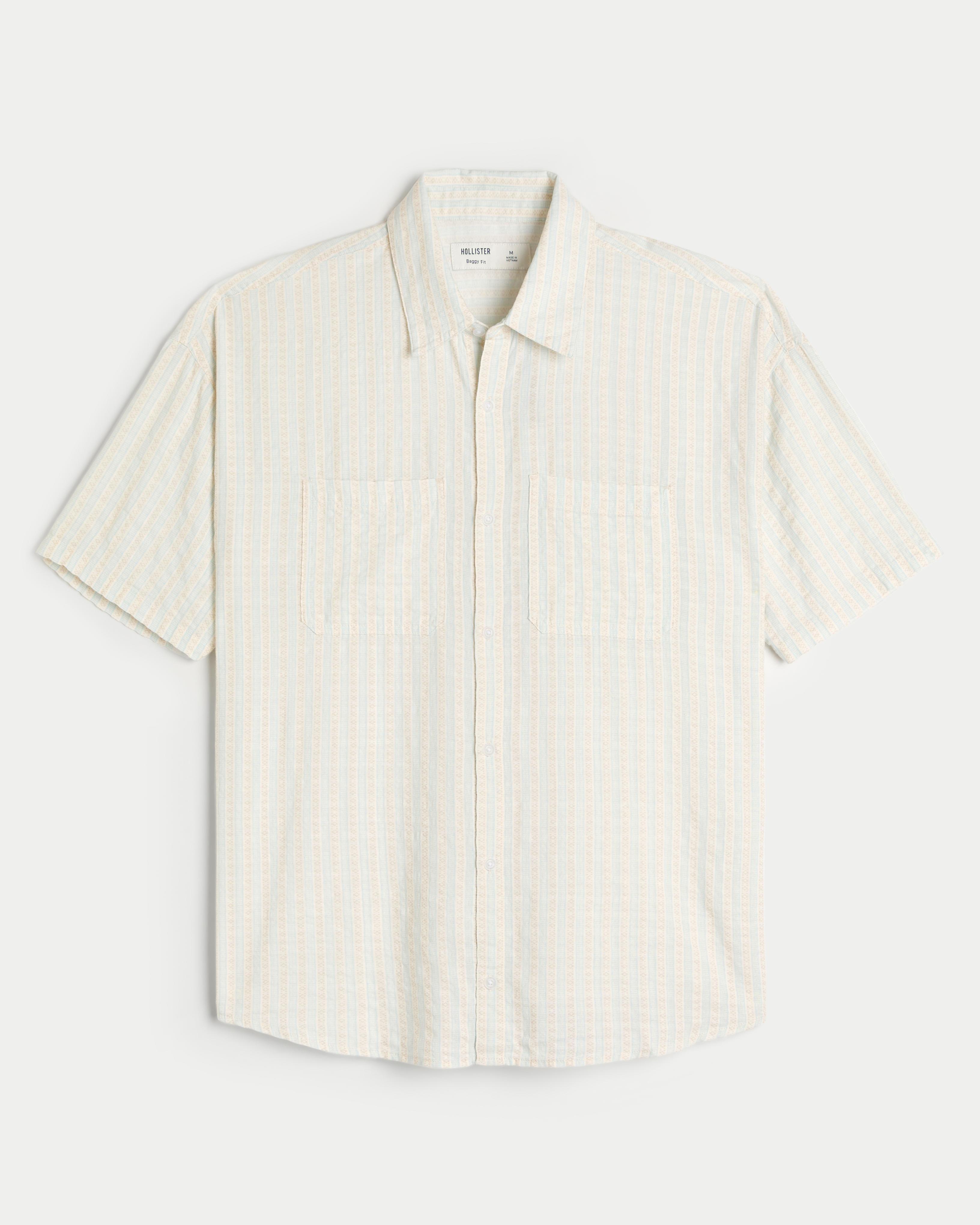 Baggy Short-Sleeve Seersucker Shirt Product Image