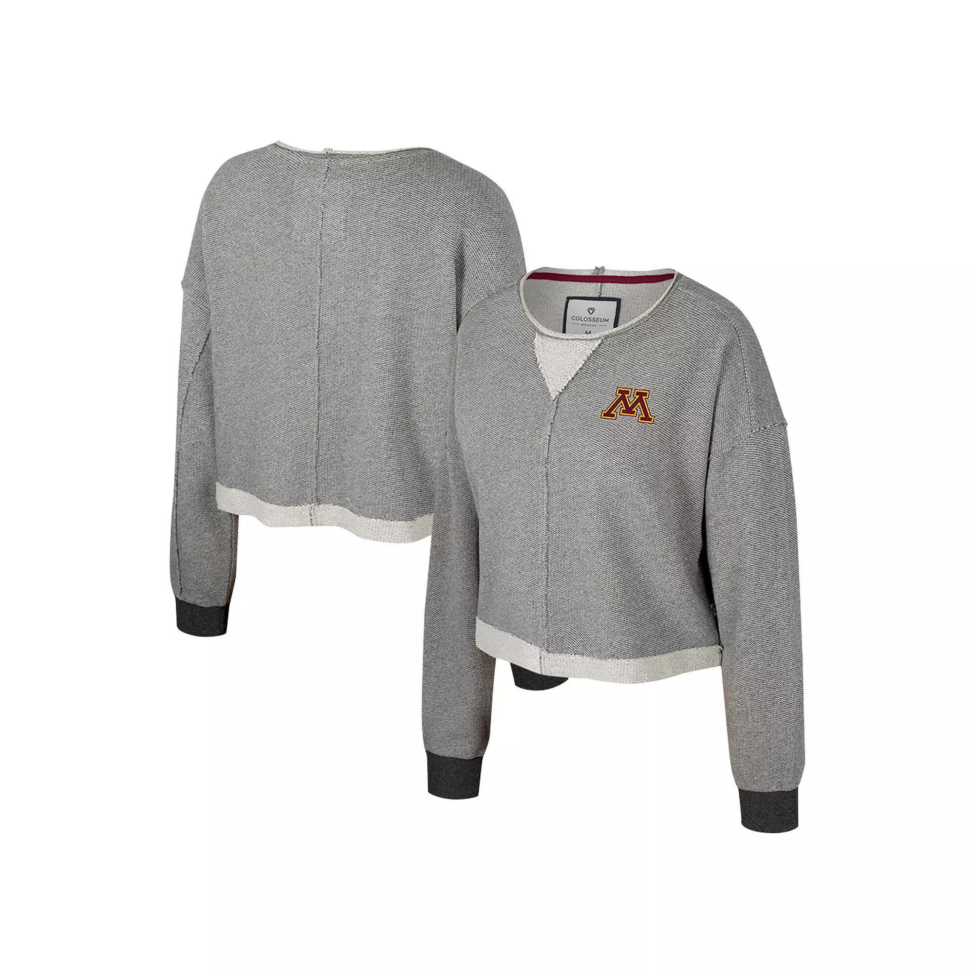 Women's Colosseum Charcoal Iowa Hawkeyes Magnum Scoop Neck Cropped Pullover Sweatshirt,  Product Image