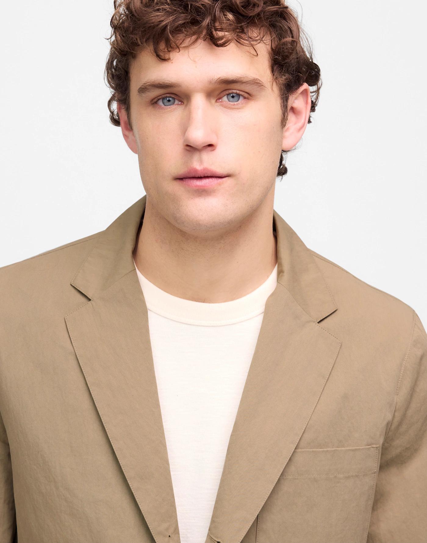 Unstructured Three-Button Blazer in Cotton Blend Product Image