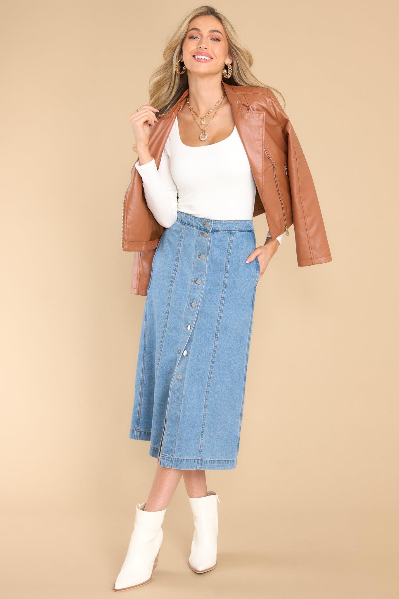 So Charmed Denim Skirt Blue Product Image