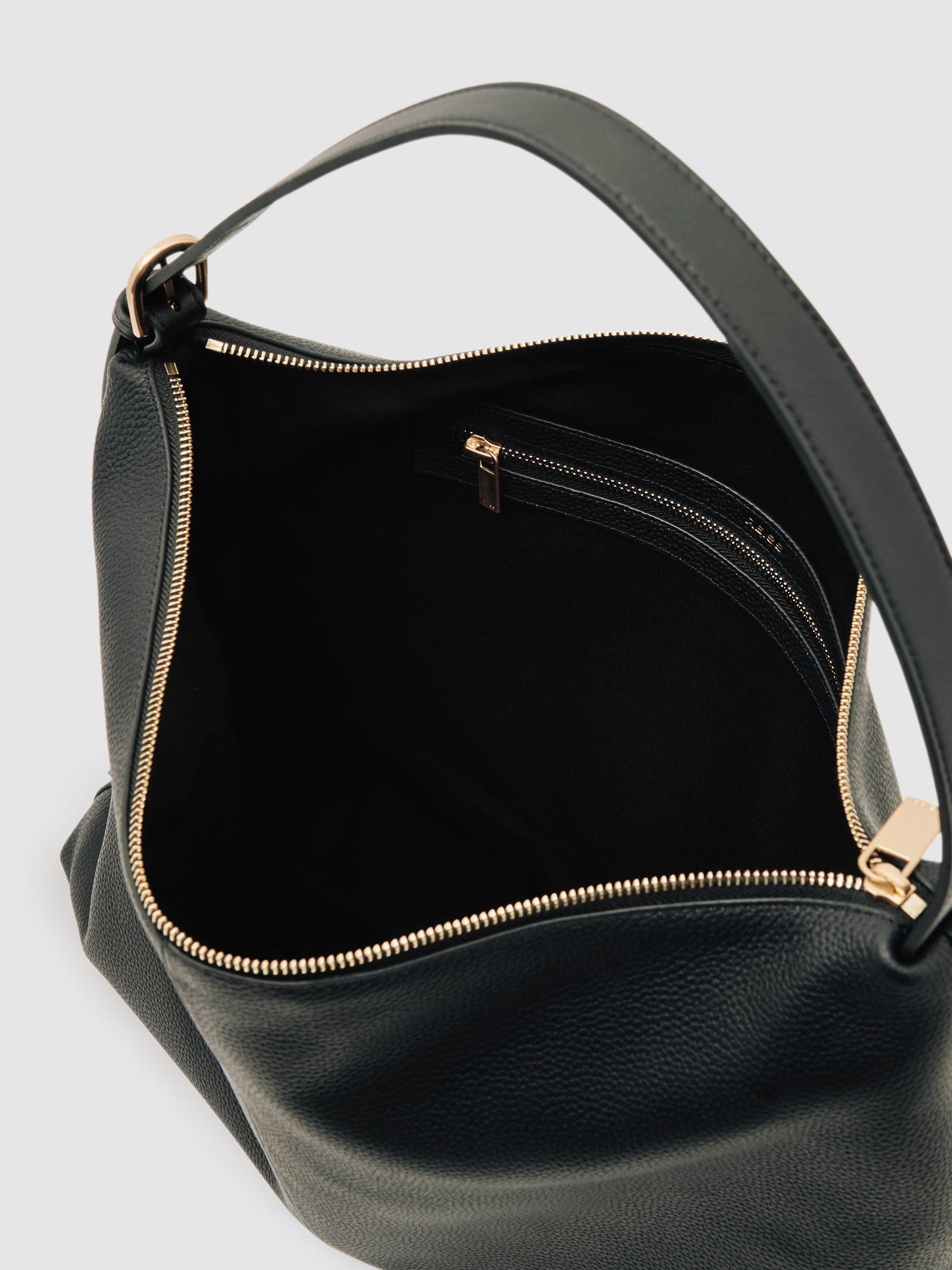 Grained Leather Tote Bag in Black Product Image