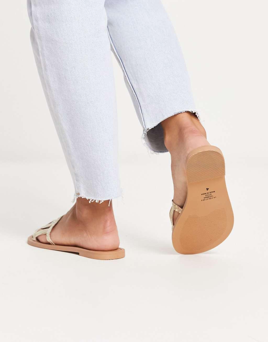 ASOS DESIGN Wide Fit Frappe flat sandals Product Image