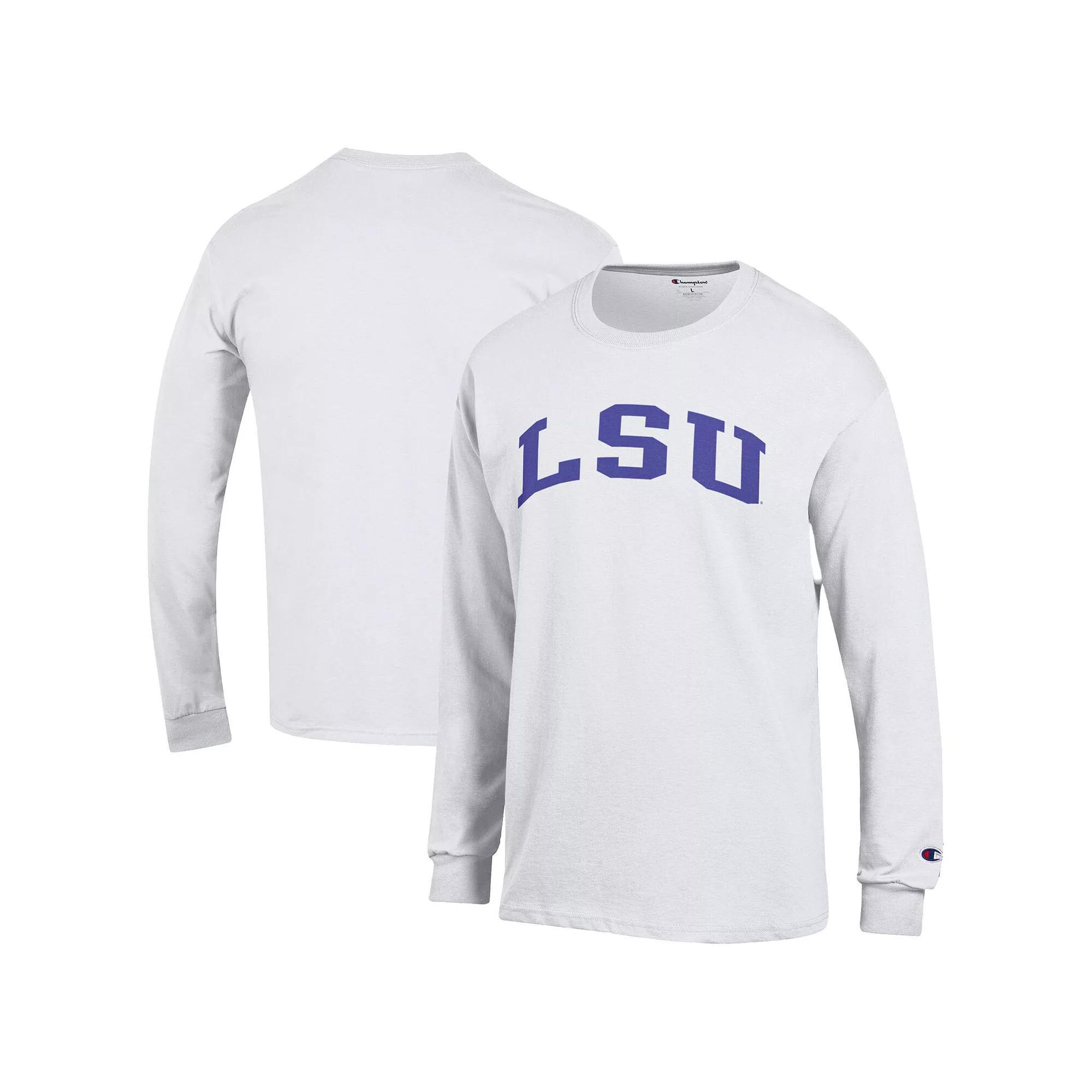 Men's Champion White LSU Tigers Basic Arch Long Sleeve T-Shirt,  Product Image