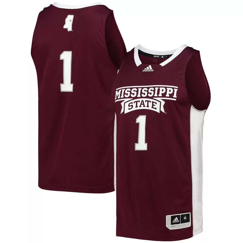 Men's adidas #1 Maroon Mississippi State Bulldogs Team Swingman Basketball Jersey, Size: 2XL, Mst Red Product Image