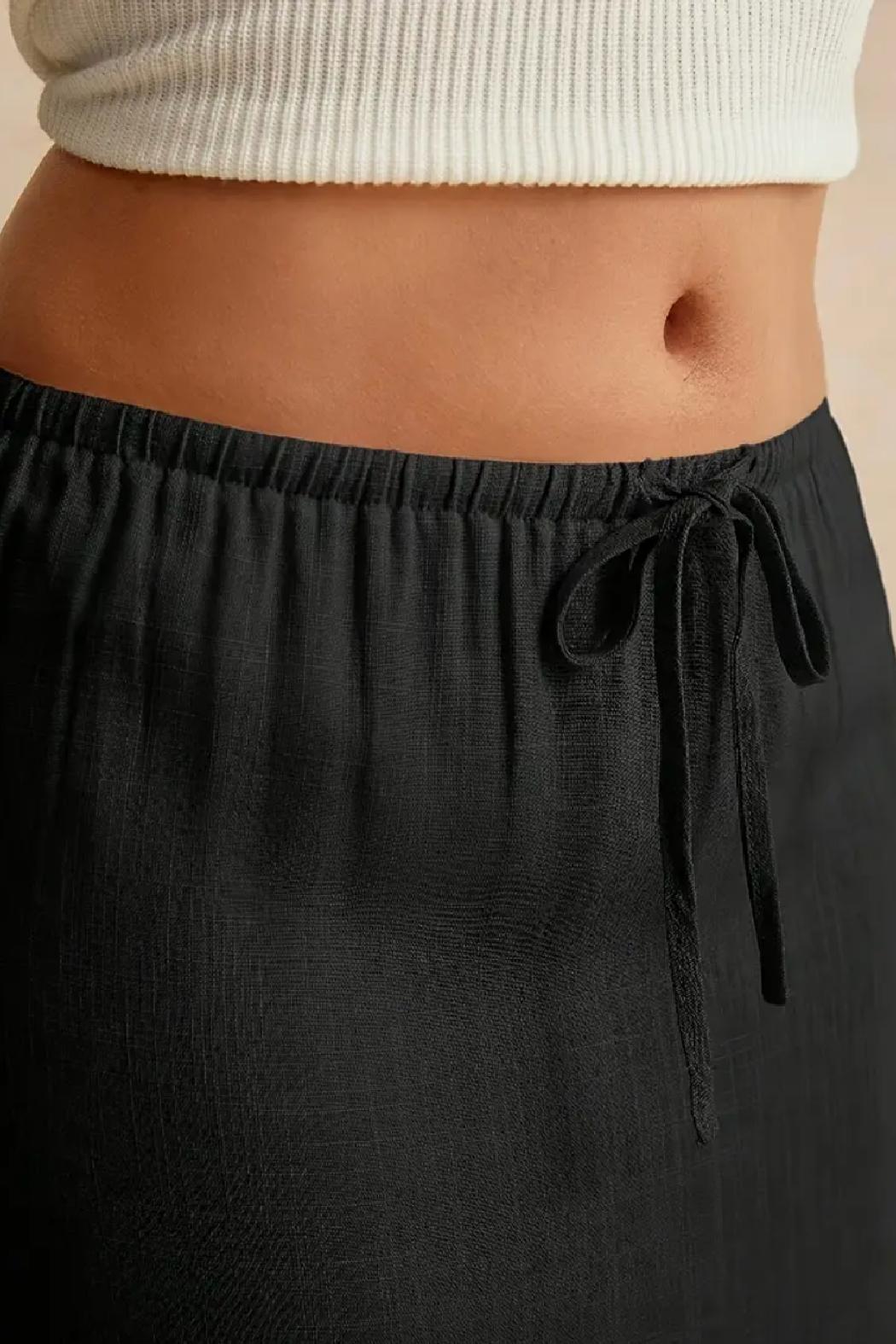 Linen Drawstring Maxi Skirt Product Image