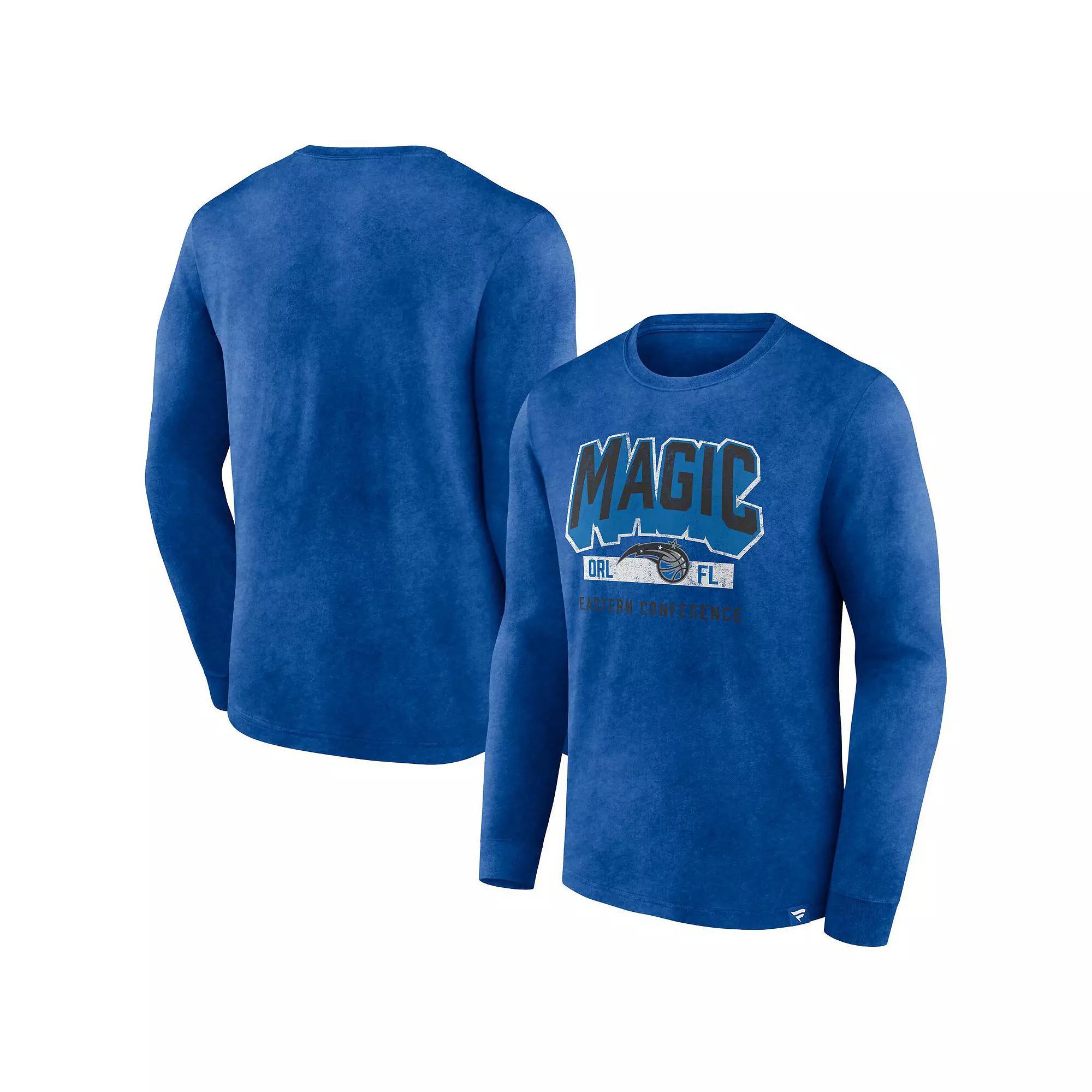 Men's Fanatics Branded Heather Royal Orlando Magic Front Court Press Snow Wash Long Sleeve T-Shirt,  Product Image