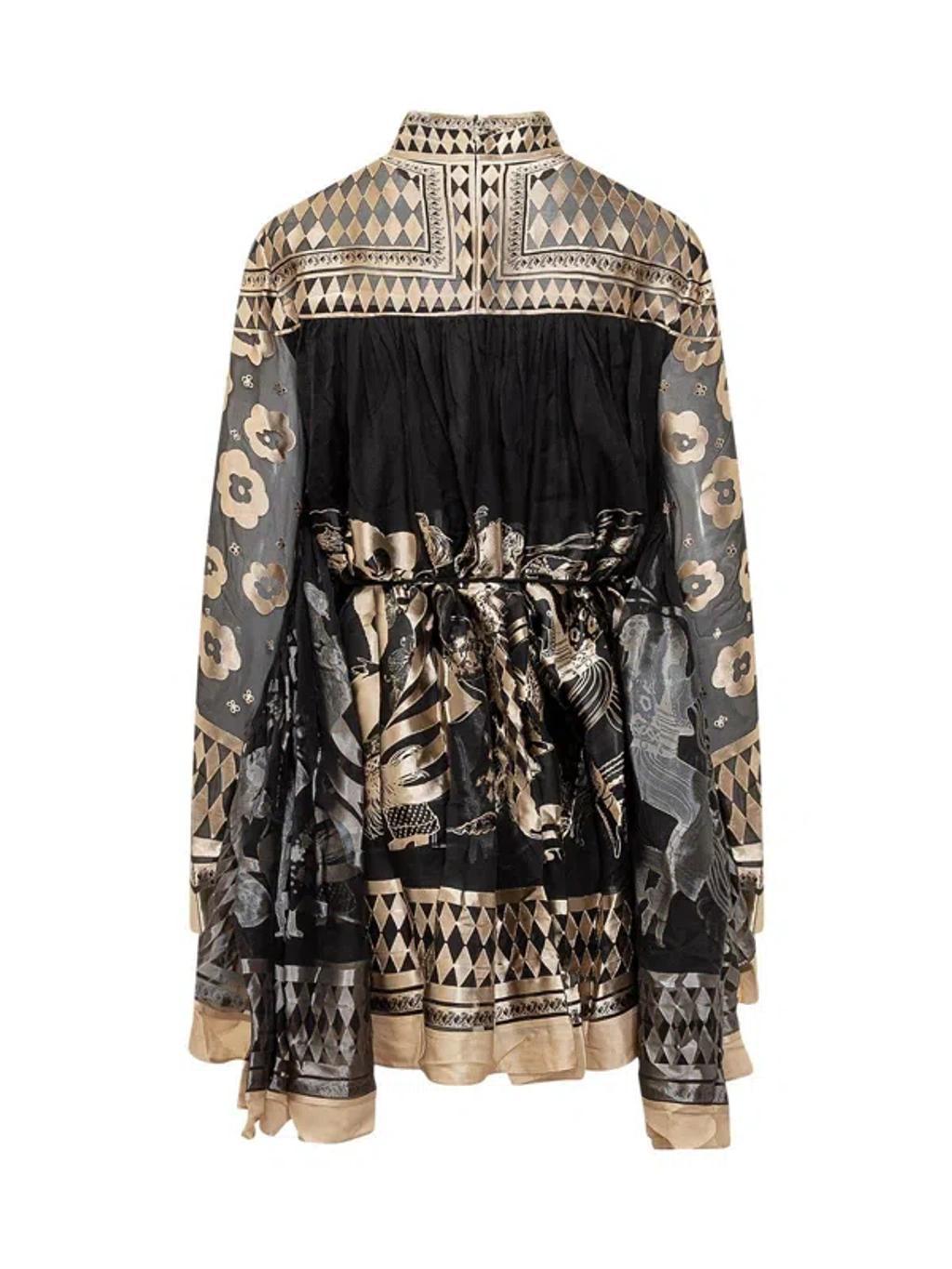 ZIMMERMANN Illustration Otto Metallic Silk-blend Jacquard Mini Dress In Black Product Image