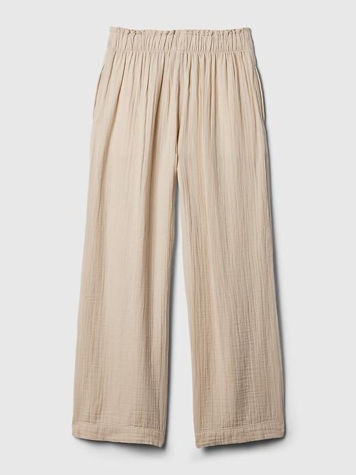 Mid Rise Crinkle Gauze Wide-Leg Pants Product Image