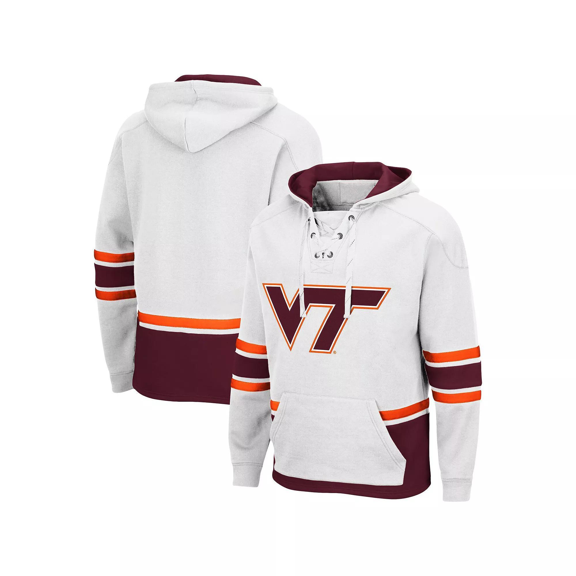 Men's Colosseum White Virginia Tech Hokies Lace Up 3.0 Pullover Hoodie, Size: 2XL Product Image