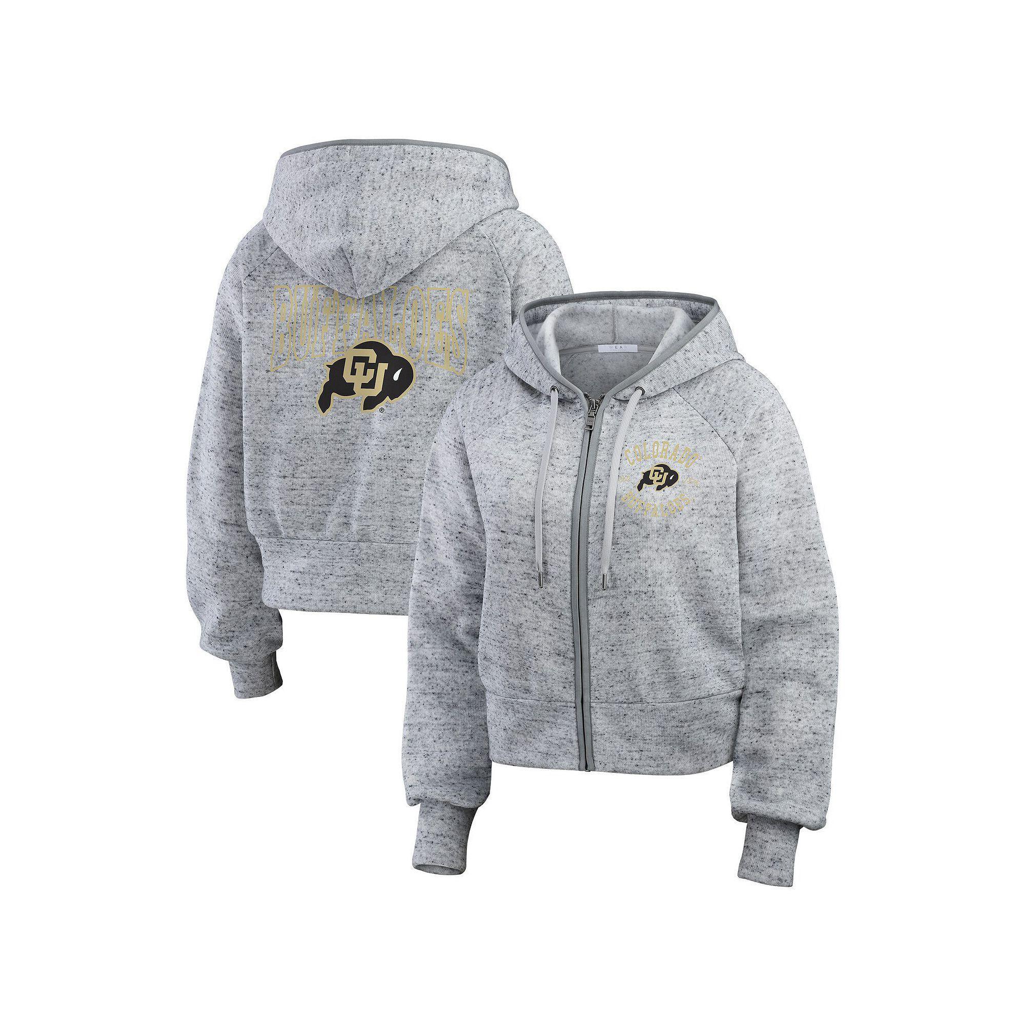 Women's WEAR by Erin Andrews Heather Gray Oregon Ducks Wear Speckle Double-Hit Raglan Full-Zip Hoodie,  Product Image