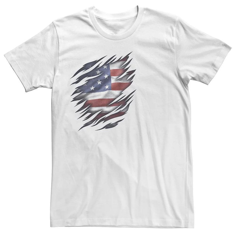 Big & Tall Ripped American Flag Patriotic Tee, Men's,  Product Image