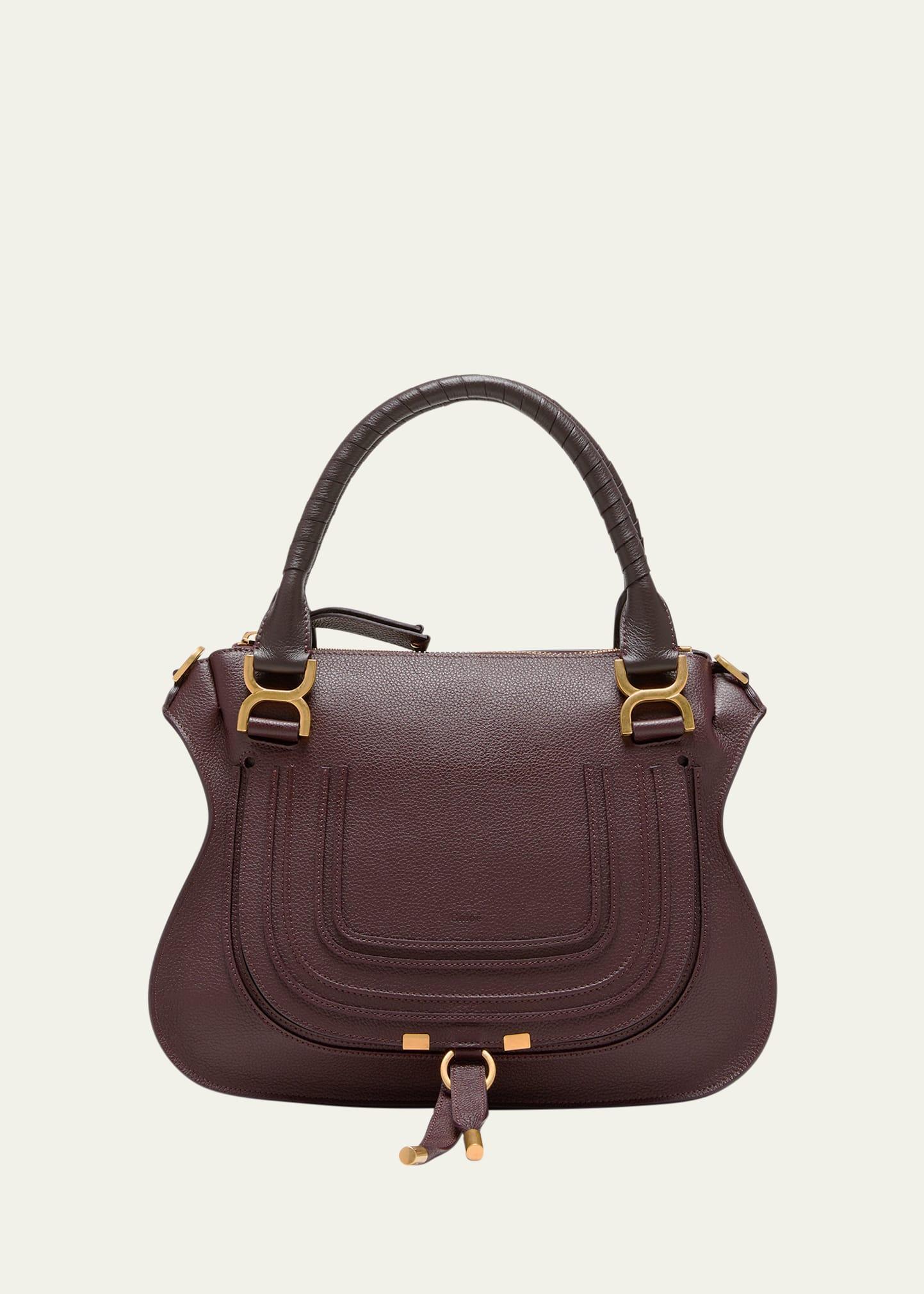 Marcie Medium Double Carry Satchel Bag in Grained Leather Product Image