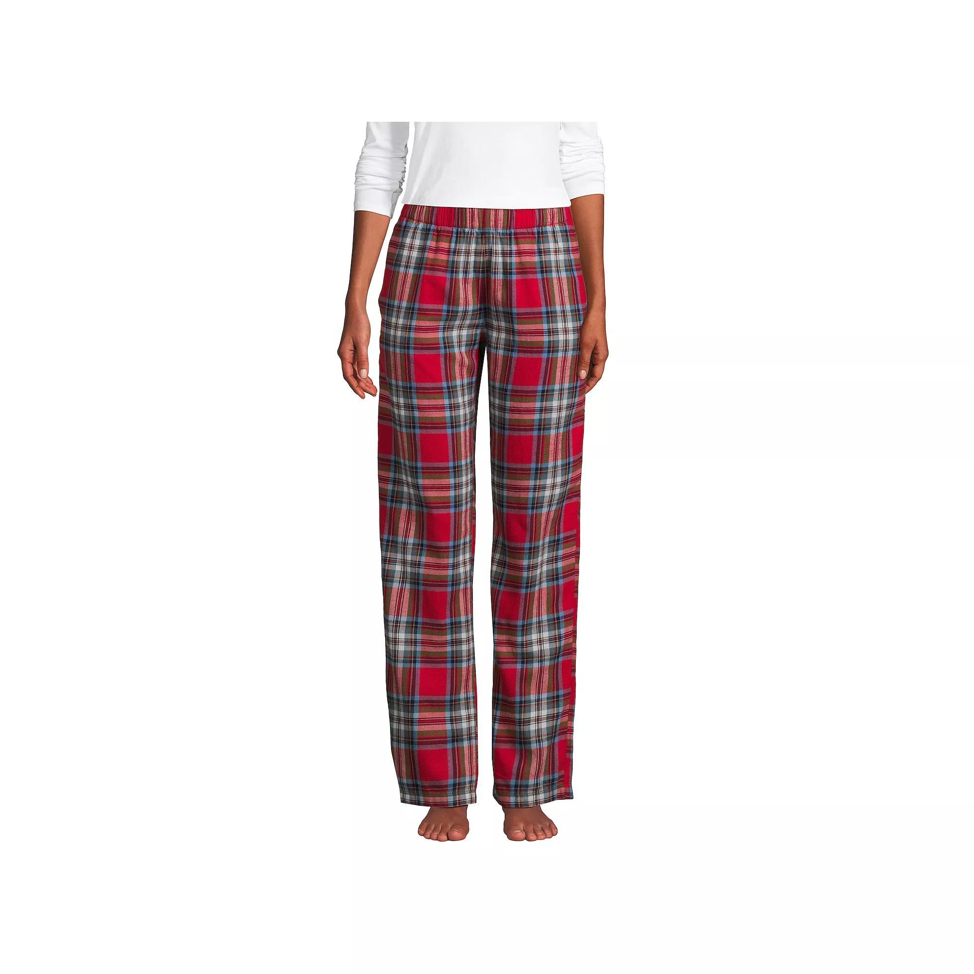 Women's Lands' End Women's Flannel Pajama Pants, Size: XL Petite, Heritage Red Plaid Product Image